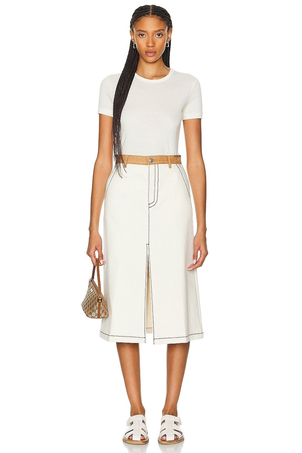 Marni oc11z0525 Cowboy Skirt in White Size 26" / US 2 / IT 38 - 5 Thumbnail