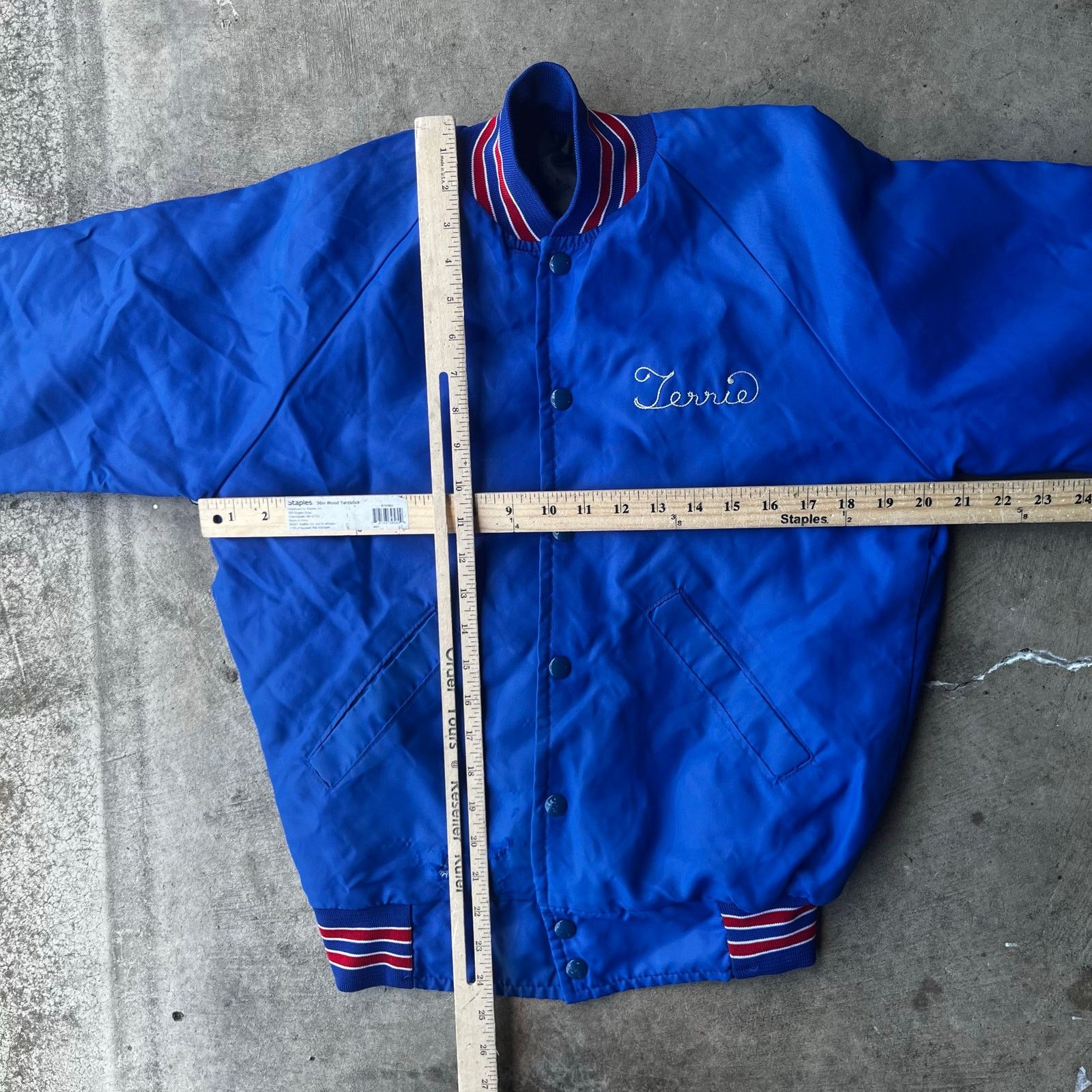 Vintage VINTAGE 70S CHAIN STITCH SATIN JACKET SOFTBALL BLUE MEDIUM Size US M / EU 48-50 / 2 - 5 Thumbnail