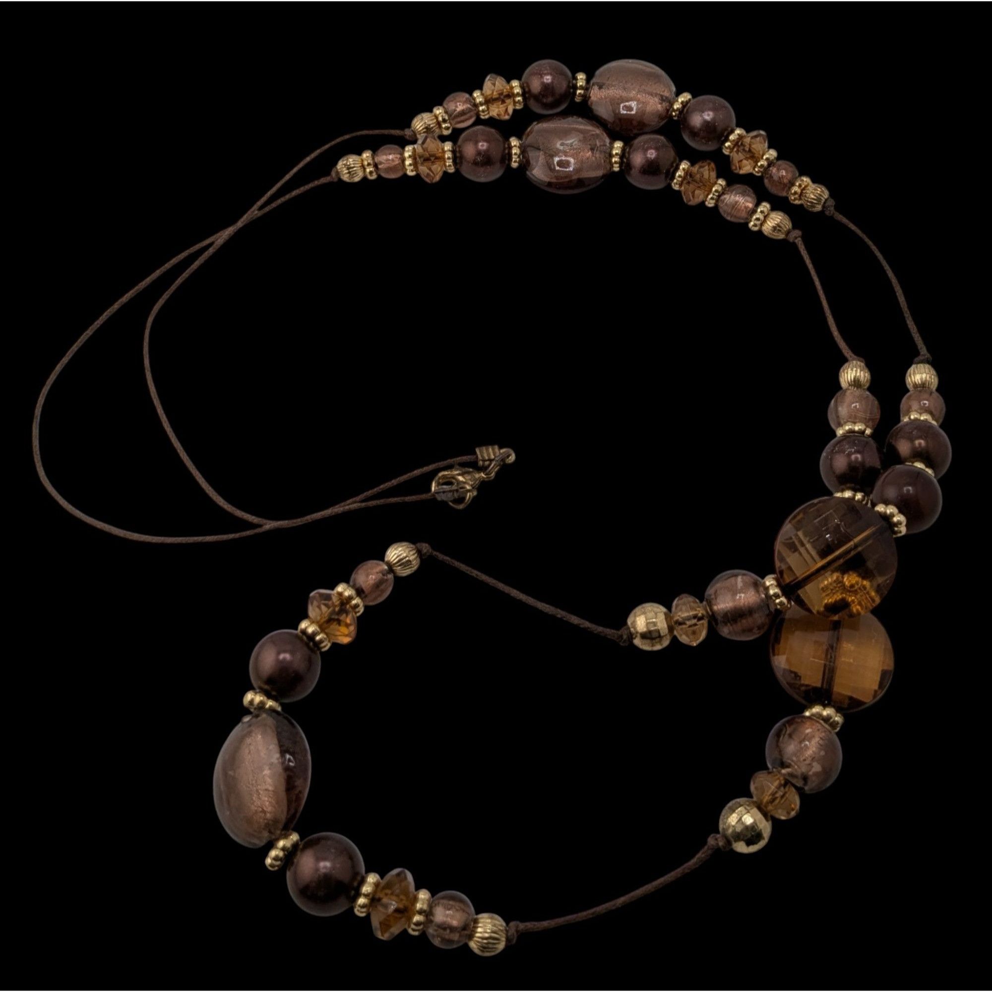 Other Vintage Bohemian Beaded Glass Station Necklace W/ Brown & Go Size ONE SIZE - 1 Thumbnail