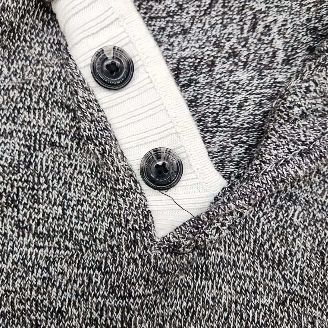 Sean John Sean John Men L Gray Heather Button Henley Sweater Long Sleeve Cotton Shirt Hoody? Size US L / EU 52-54 / 3 - 3 Thumbnail