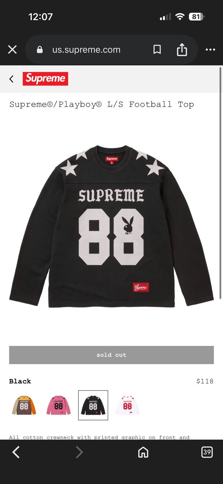 Playboy × Supreme × Vans Supreme/Playboy L/S Football Top Size US M / EU 48-50 / 2 - 3 Thumbnail
