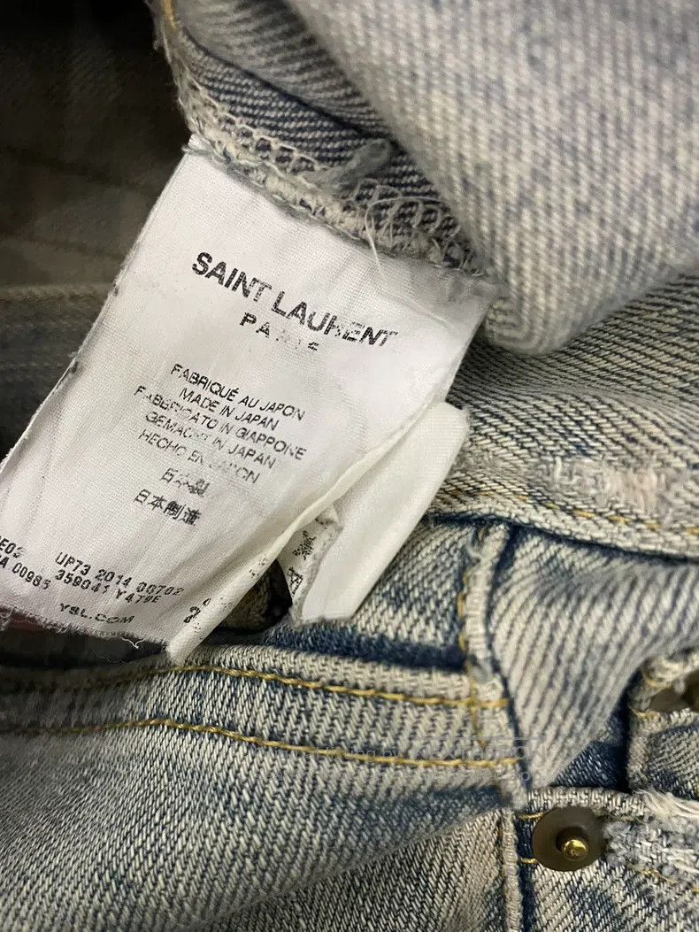 Saint Laurent Paris Saint Laurent Paris Mud Stained Destroyed Blue Denim Jeans Size US 26 / EU 42 - 6 Thumbnail