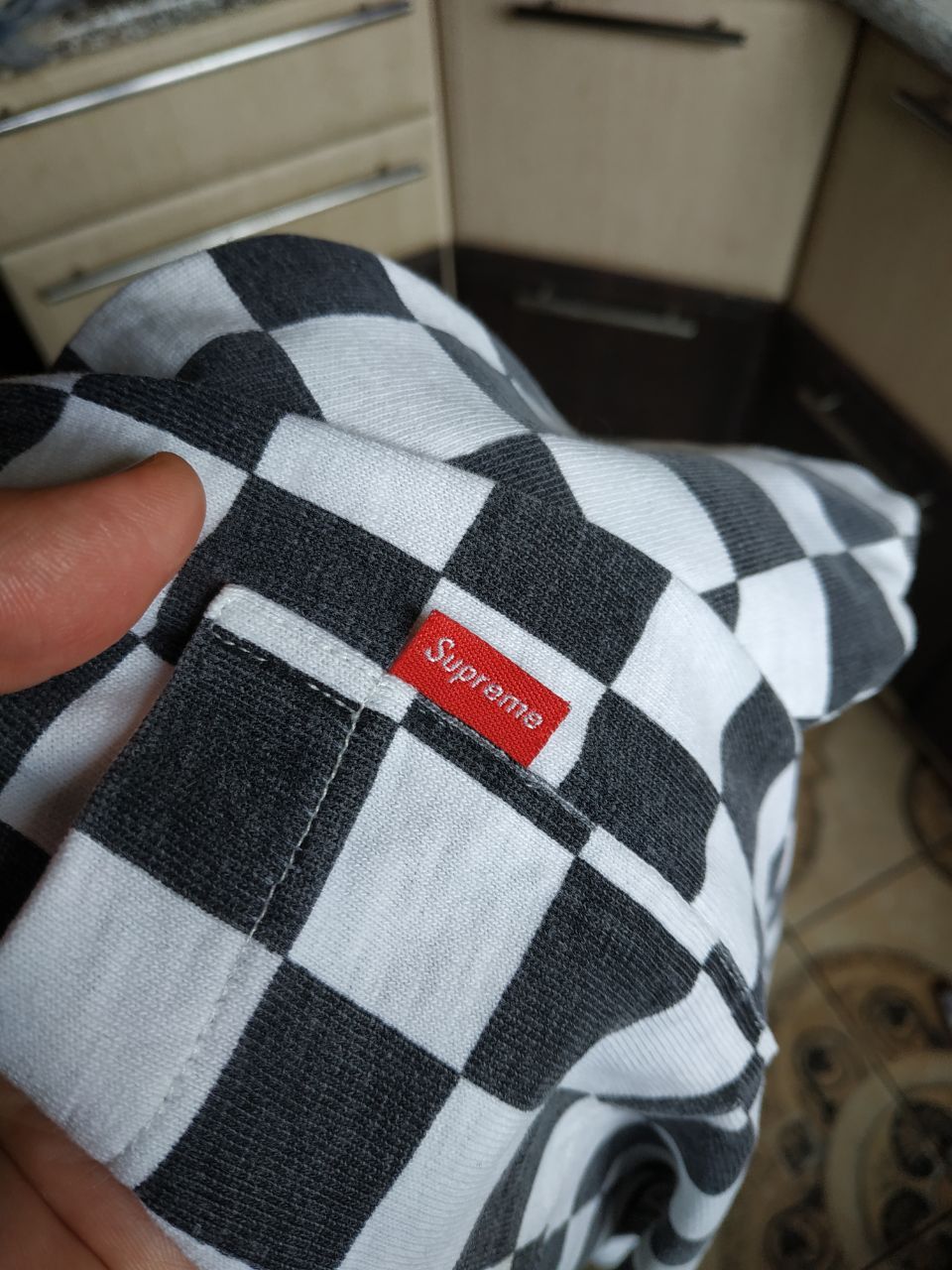 Supreme Supreme Checkerboard Pocket Tee Black/White Small Box Logo Size US M / EU 48-50 / 2 - 3 Thumbnail