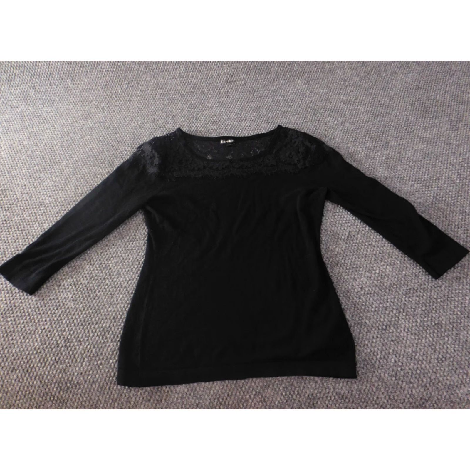 Express Express Blouse Womens Medium Black Lace Pullover Stretch Top Casual shirt Size M / US 6-8 / IT 42-44 - 2 Thumbnail