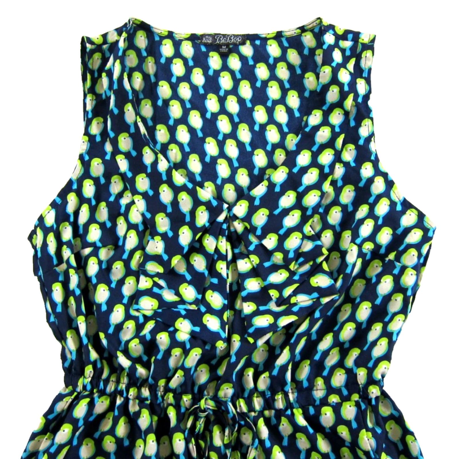 Vintage BeBop NWT Blue Green Bird Sleeveless V-Neck Pocket Tunic Dress M Size M / US 6-8 / IT 42-44 - 4 Thumbnail