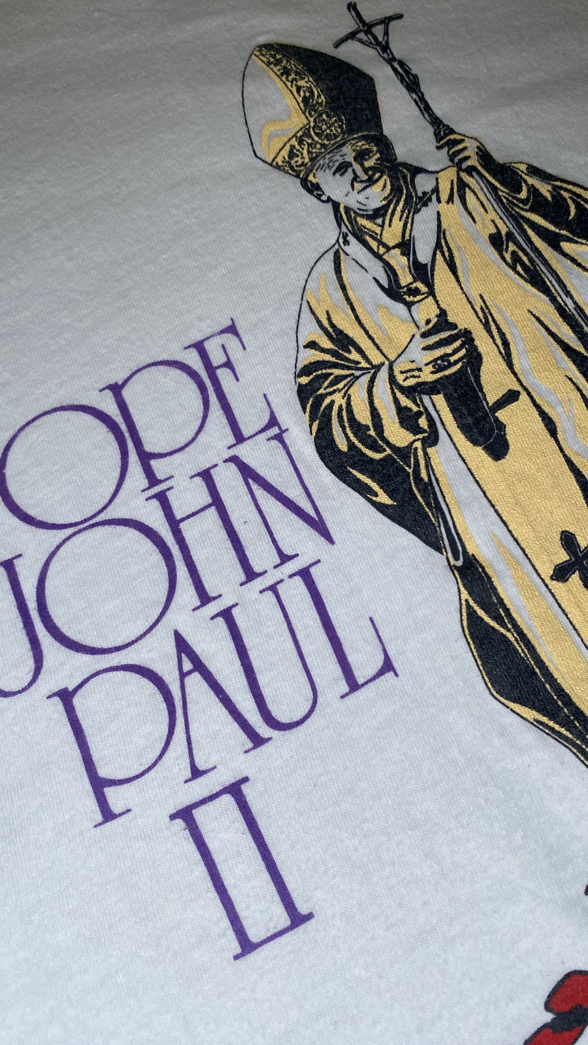 Vintage Vintage 1987 Pope John Paul II USA Tour T-Shirt Size US L / EU 52-54 / 3 - 4 Thumbnail