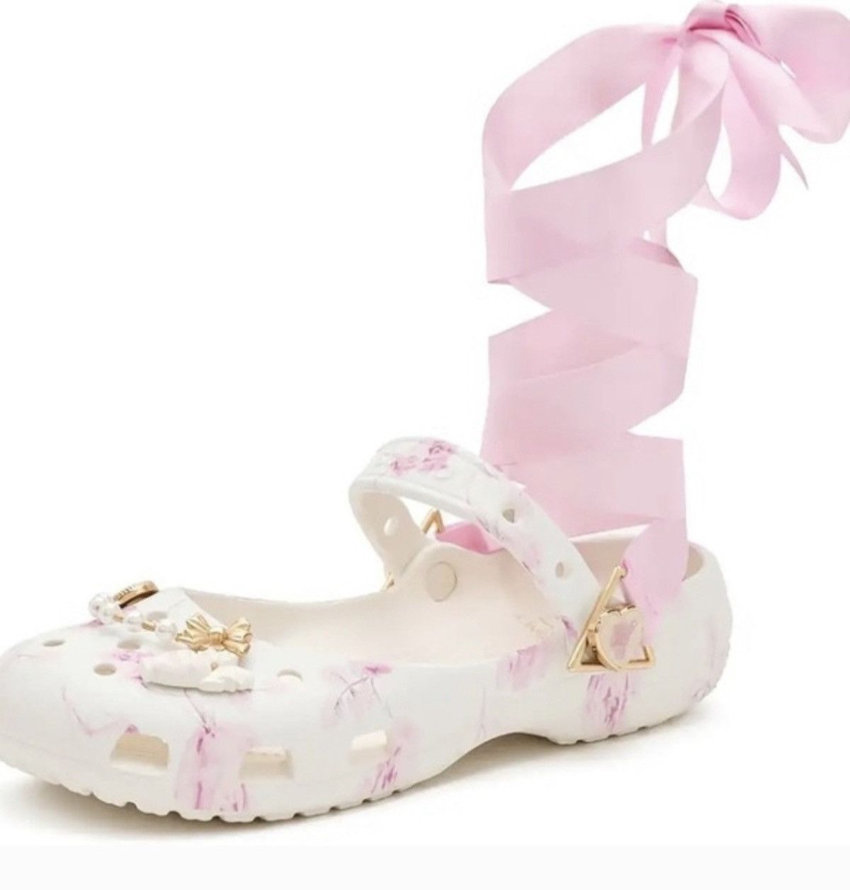 Crocs Crocs Loveshack fancy - OysterFloral Limited Edition pnk/wht Size US 7 / IT 37 - 6 Thumbnail