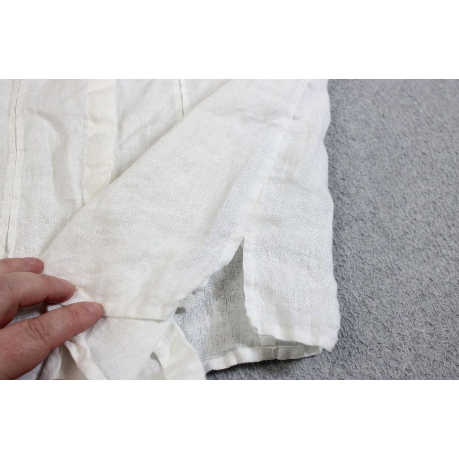 Vintage Sundance Linen Shirt Women 10 White Short Sleeve Button Pleated Boho Coastal Size L / US 10 / IT 46 - 6 Thumbnail