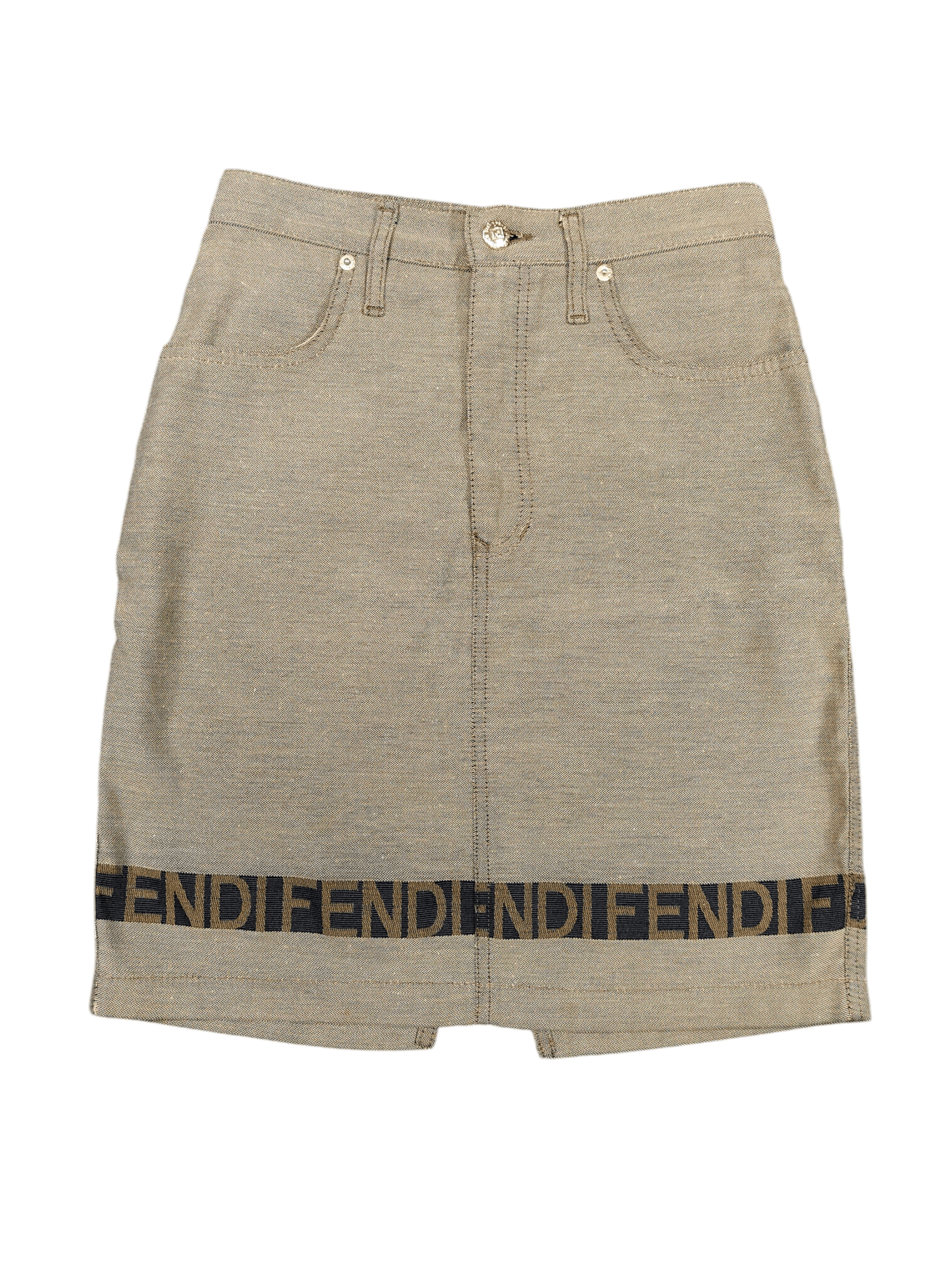 Fendi 90s FENDI- Archive Minimalist Hem Logo Taped Denim Skirt Size 28" / US 6 / IT 42 - 1 Thumbnail