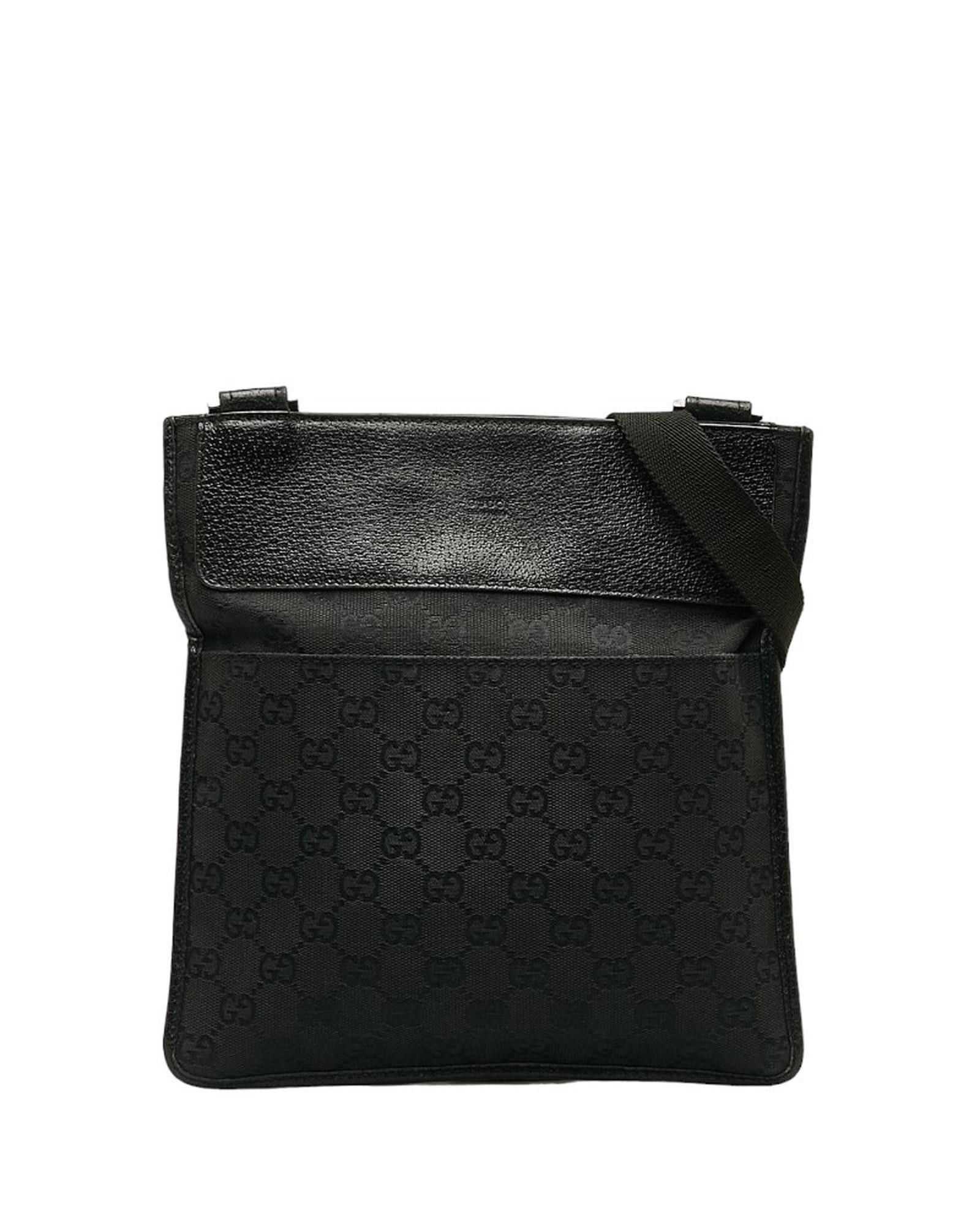 image of Gucci Canvas Messenger Bag In Black Finish, Women's