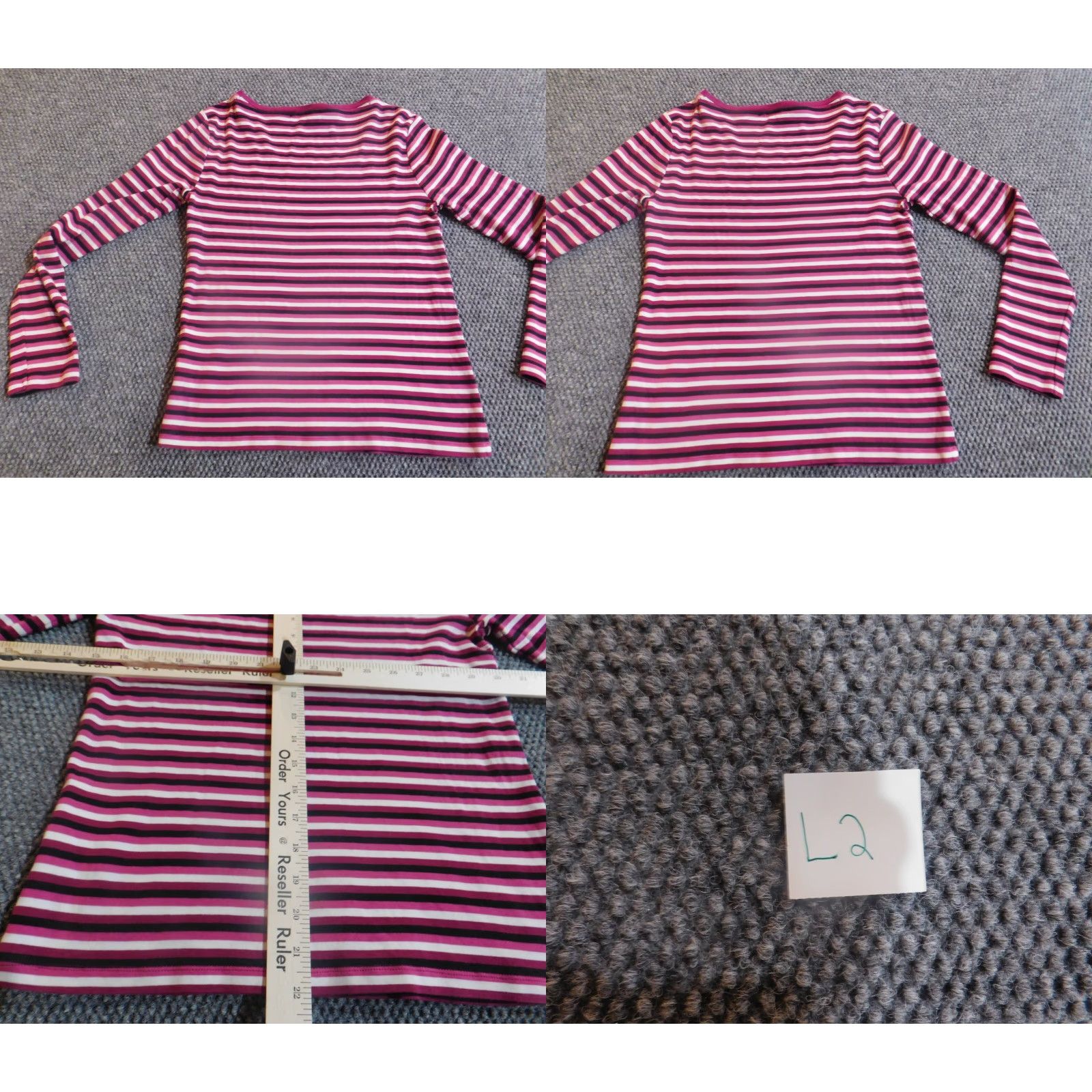 Tommy Hilfiger Tommy Hilfiger Blouse Womens Small Purple Striped Collared Pullover Long Sleeve Casual Logo Classic Style Size S / US 4 / IT 40 - 8 Thumbnail