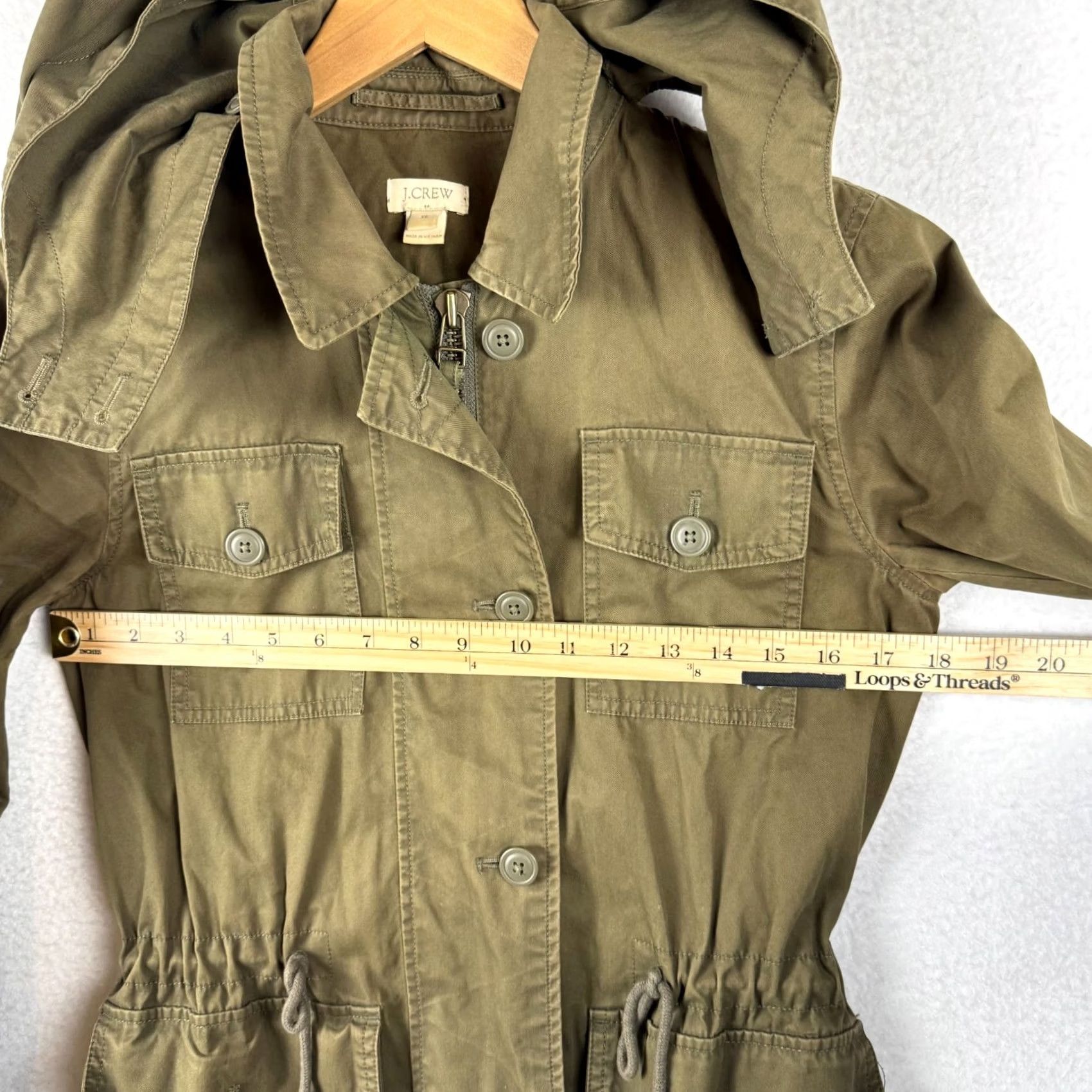 J.Crew J.CREW Jacket Women XS Military Hooded Green Canvas Fatigue Military Jacket Size XS / US 0-2 / IT 36-38 - 7 Thumbnail