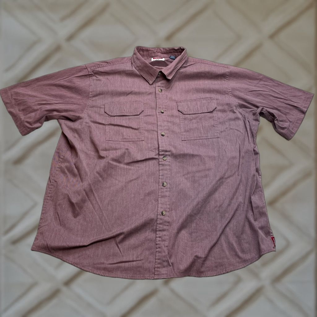 Wrangler VINTAGE Wrangler Shirt Mens 2XL Dark Red Short Sleeve Button Up Solid Cotton Pockets Button-Front Casual Mens Size US XXL / EU 58 / 5 - 1 Thumbnail