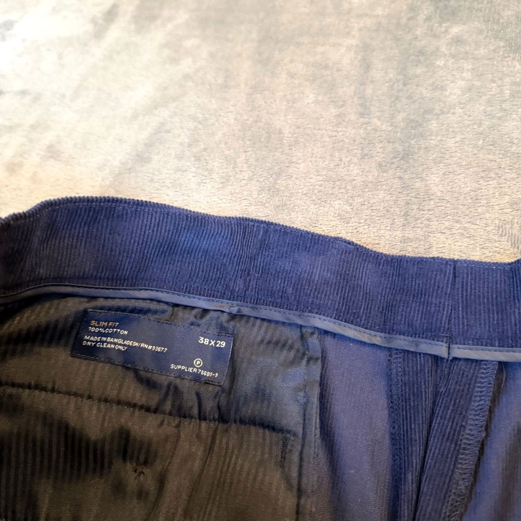 Stafford Stafford Slim Fit Corduroy Trousers Navy Blue Flat Front Pants Mens 38x29 NWT Size US 38 / EU 54 - 5 Thumbnail