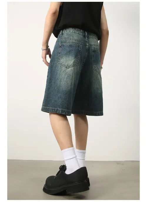 Japanese Brand × Jean Men's loose versatile casual distressed denim shorts Size US 32 / EU 48 - 4 Thumbnail