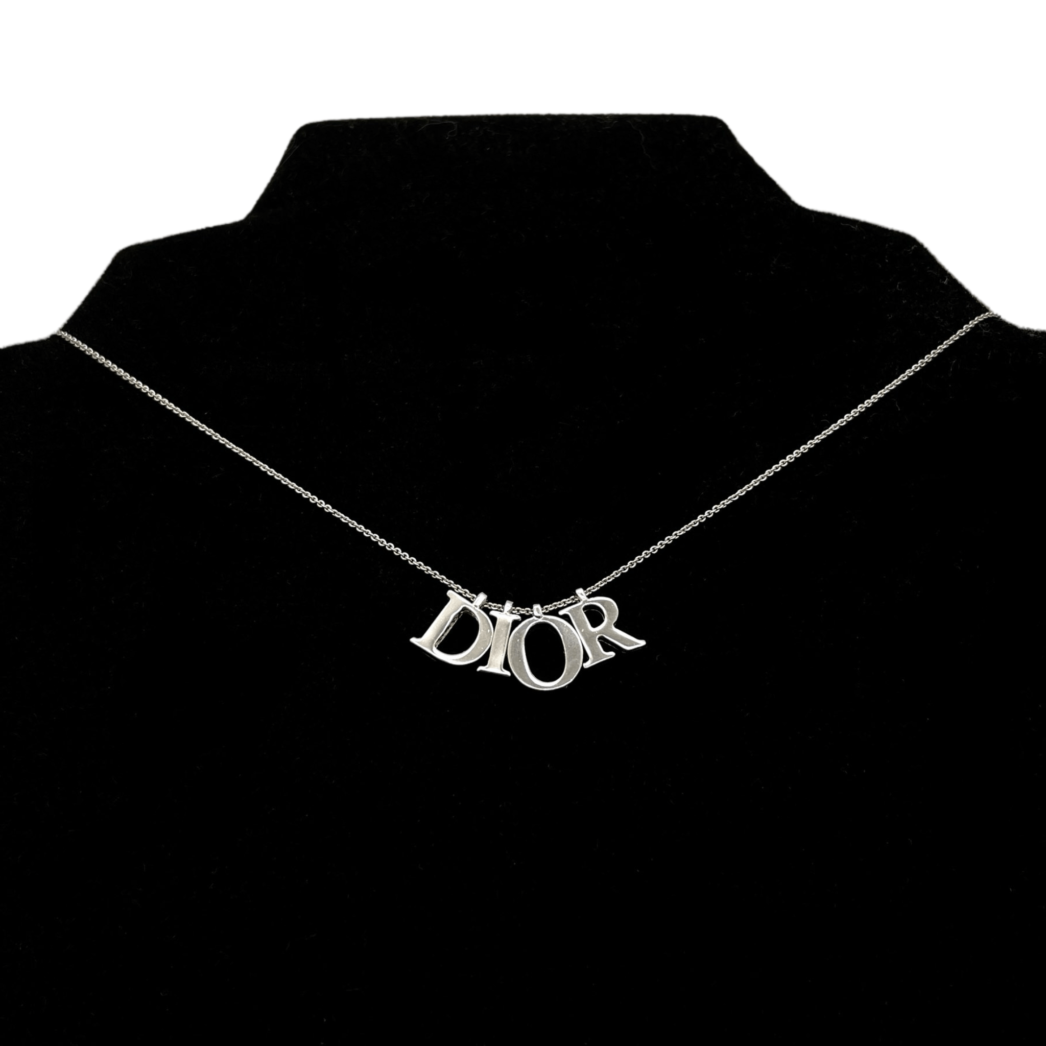 Christian Dior Logos Necklace Silver