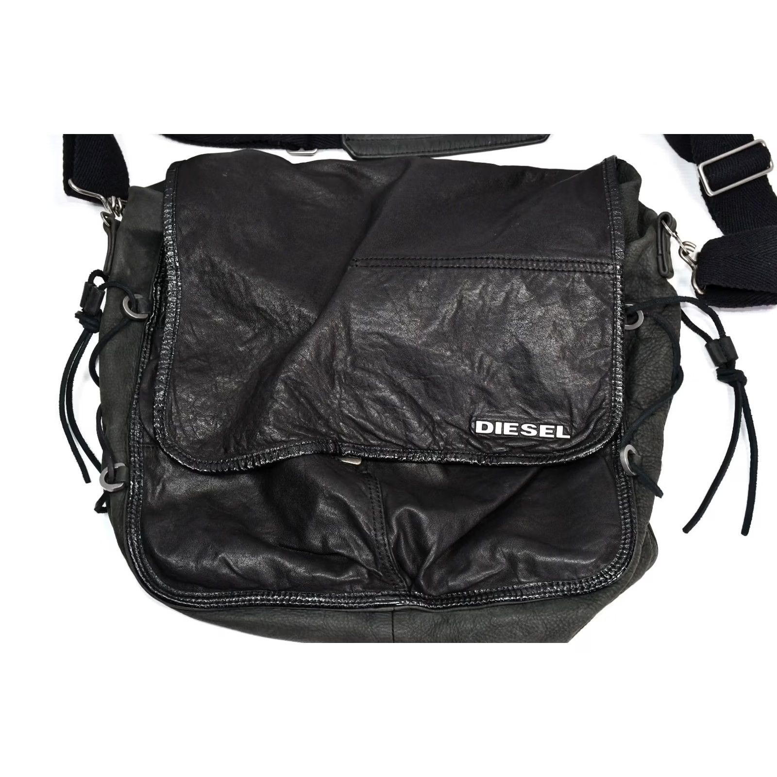 Diesel VINTAGE Diesel Messenger Bag Leather Black MEN Large Bag Size ONE SIZE - 3 Thumbnail