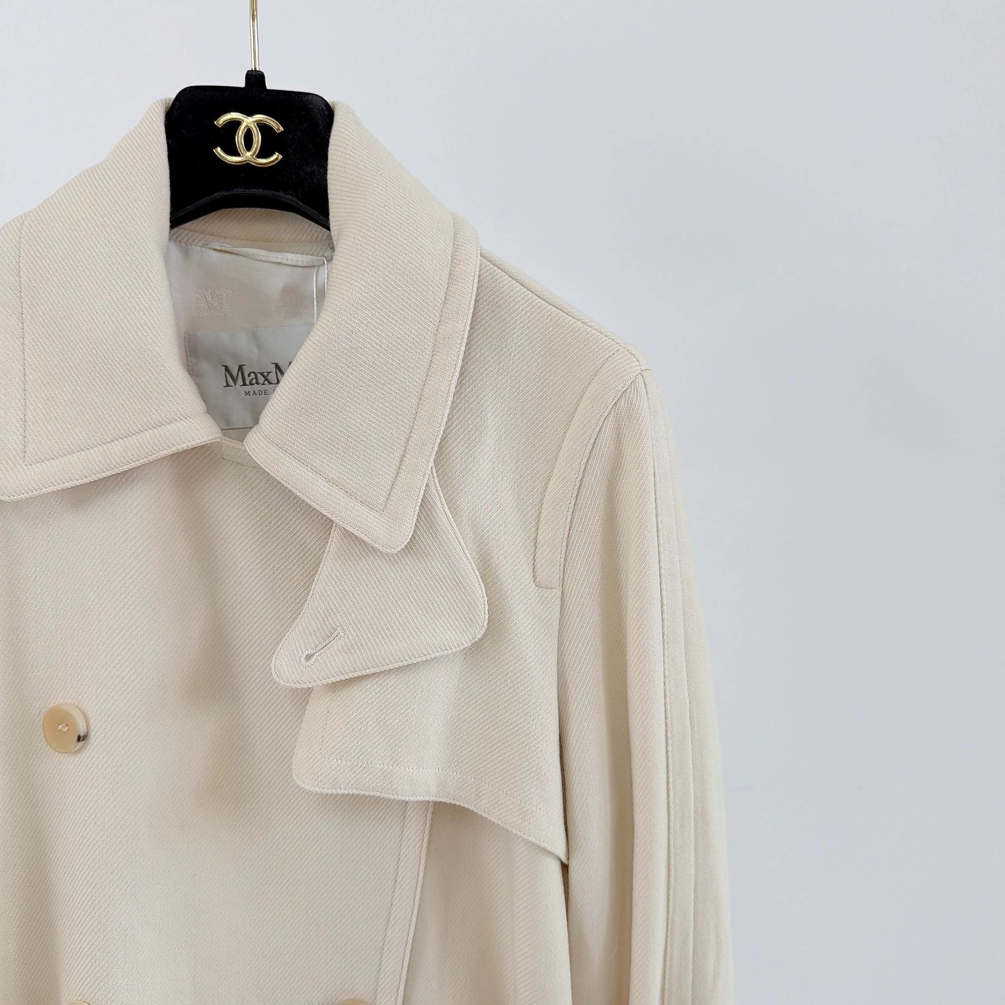 Max Mara Maxmara White Wool Coat F34 Size XS / US 0-2 / IT 36-38 - 3 Thumbnail
