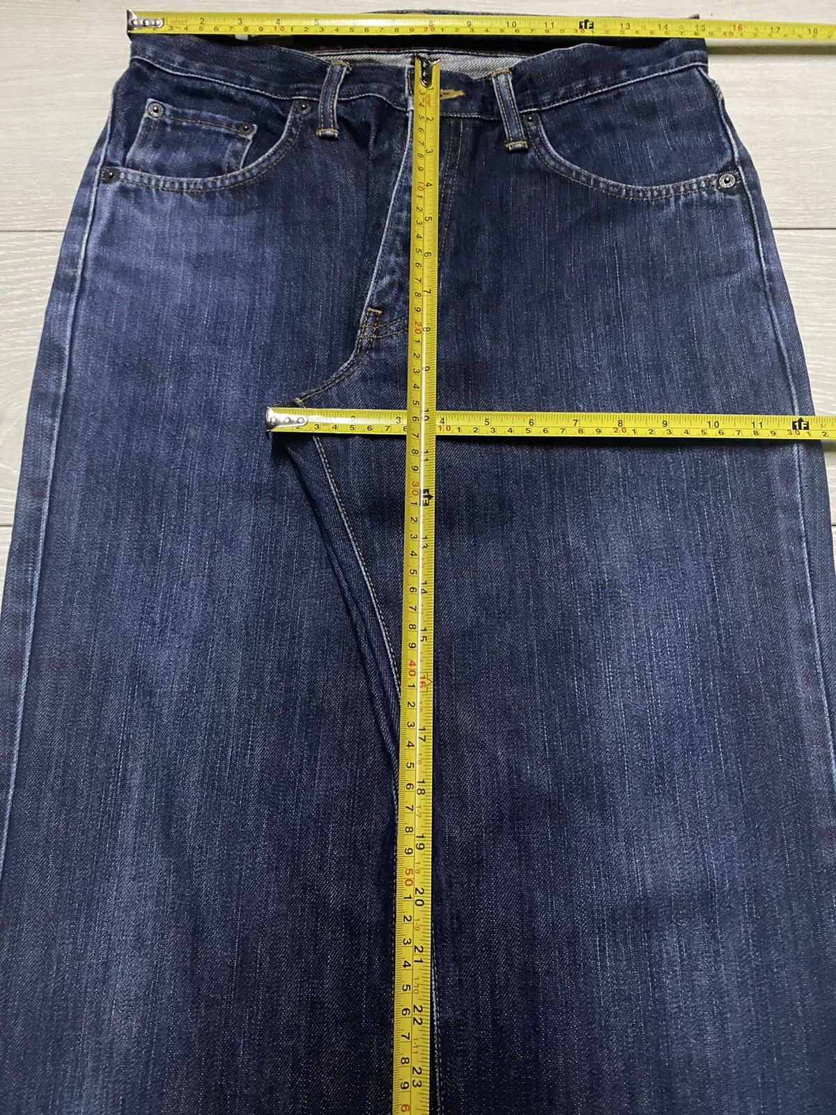 Japanese Brand Vintage Edwin 404 International Basic Blue Wash Loose Jeans Size US 30 / EU 46 - 7 Thumbnail