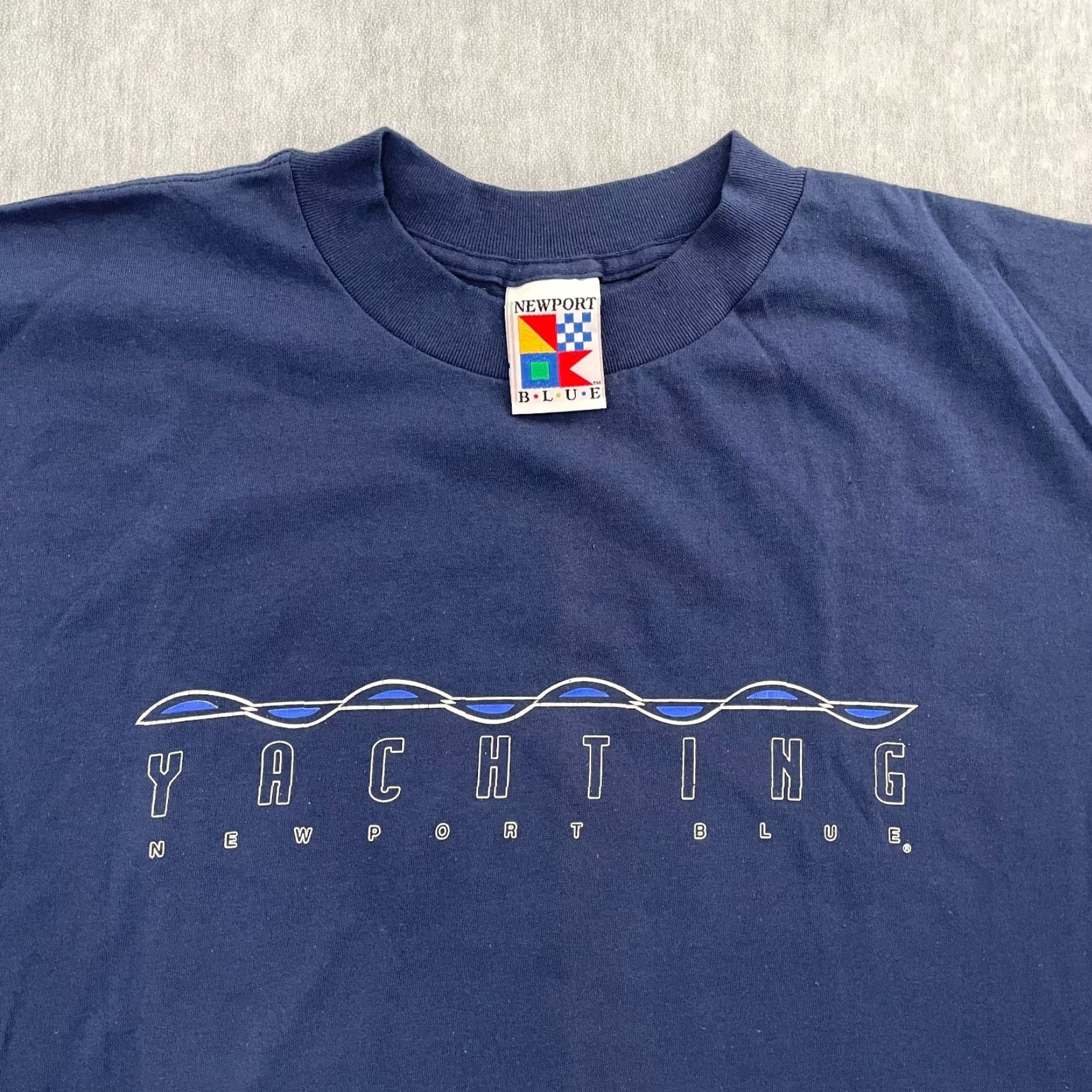 Vintage VINTAGE Newport Blue Graphic T-Shirt Adult XL Solid Blue Art 90s Mens Size US XL / EU 56 / 4 - 4 Thumbnail