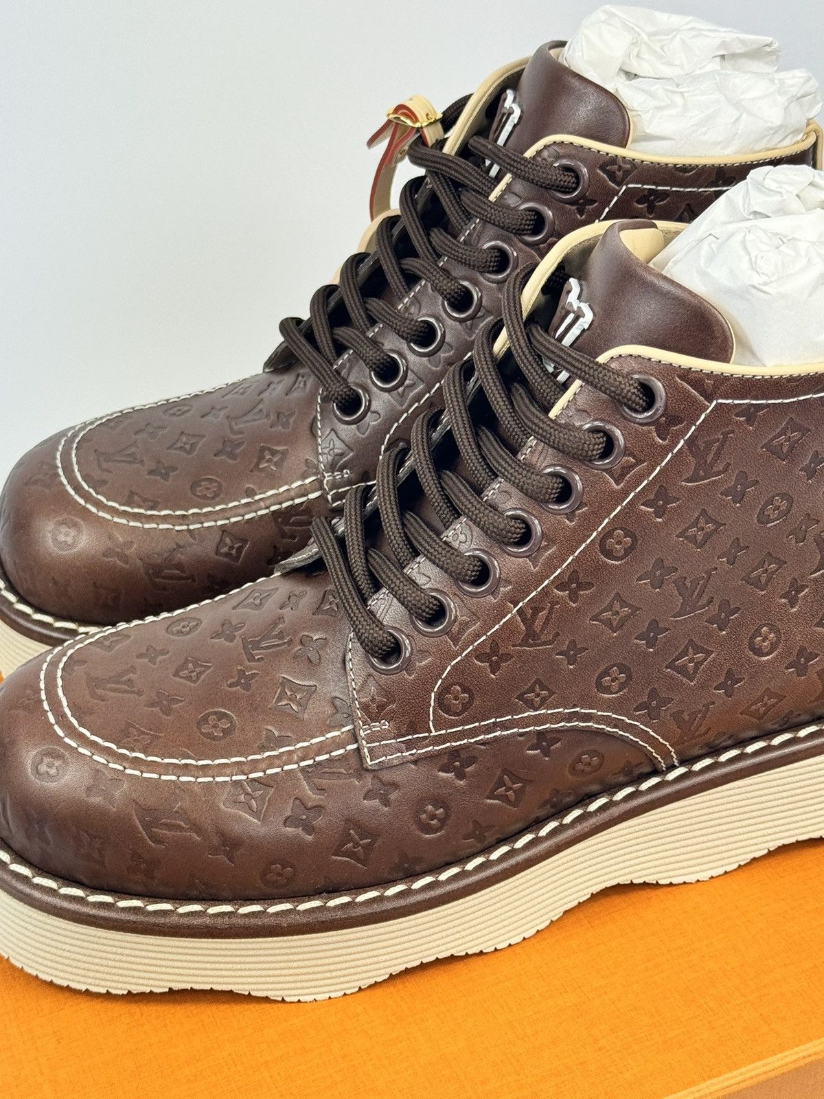 Louis Vuitton x TYLER THE CREATOR WAVES HIGH DERBIE MONOGRAM PRINT BOOTS Size US 6 / EU 39 - 11 Thumbnail