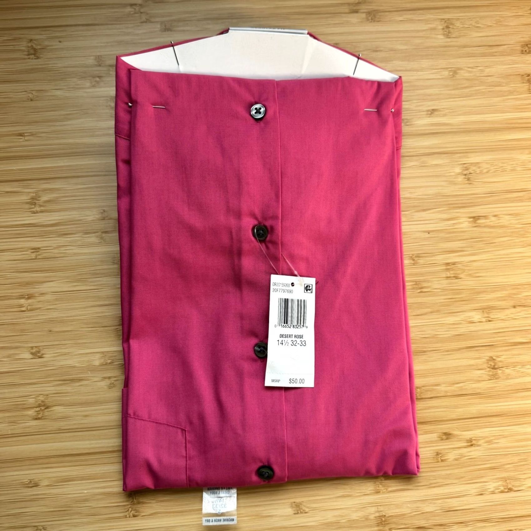 Van Heusen Van Heusen Regular Fit Wrinkle Free Poplin Dress Shirt Desert Rose 14.5 32/33 Size 40R - 3 Thumbnail