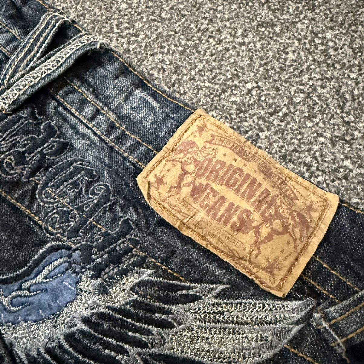 Le Grande Bleu (L.G.B.) 🇯🇵 Flared Affliction Distressed Whisker Embroidered Wings Size US 32 / EU 48 - 11 Thumbnail