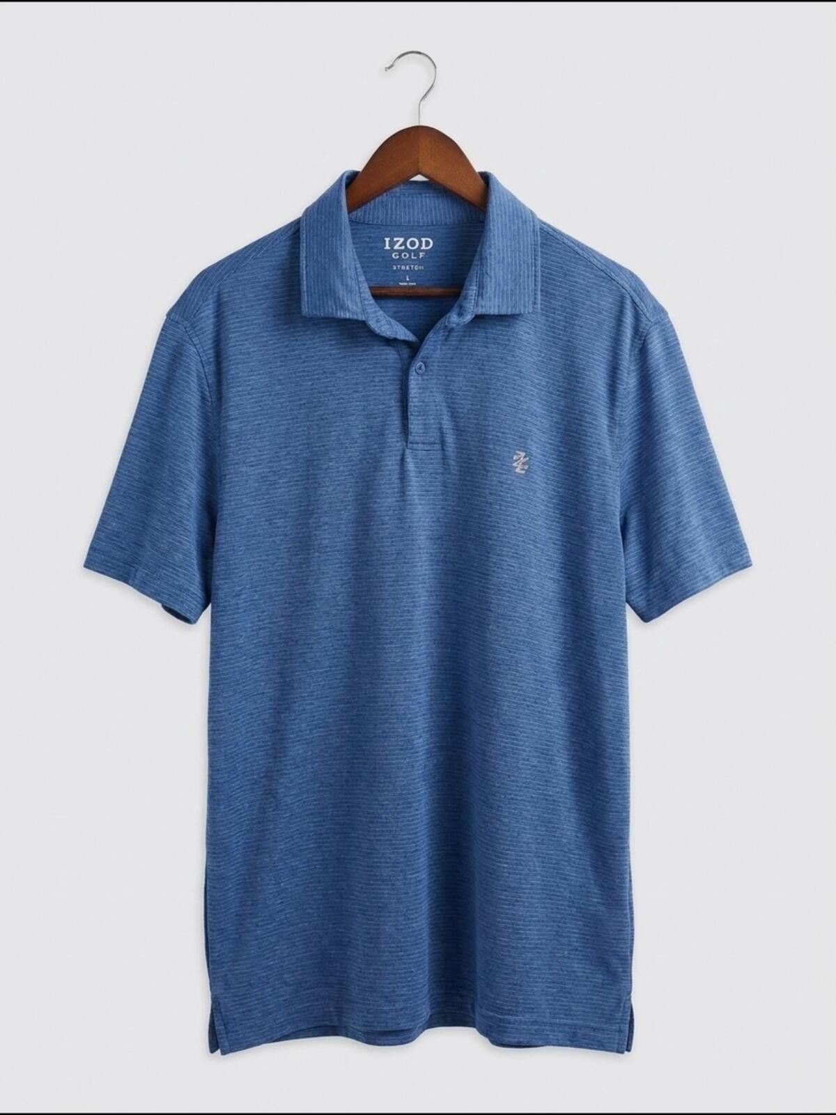 Izod Izod Blue Heathered Short-Sleeve Polo Size US L / EU 52-54 / 3 - 1 Thumbnail