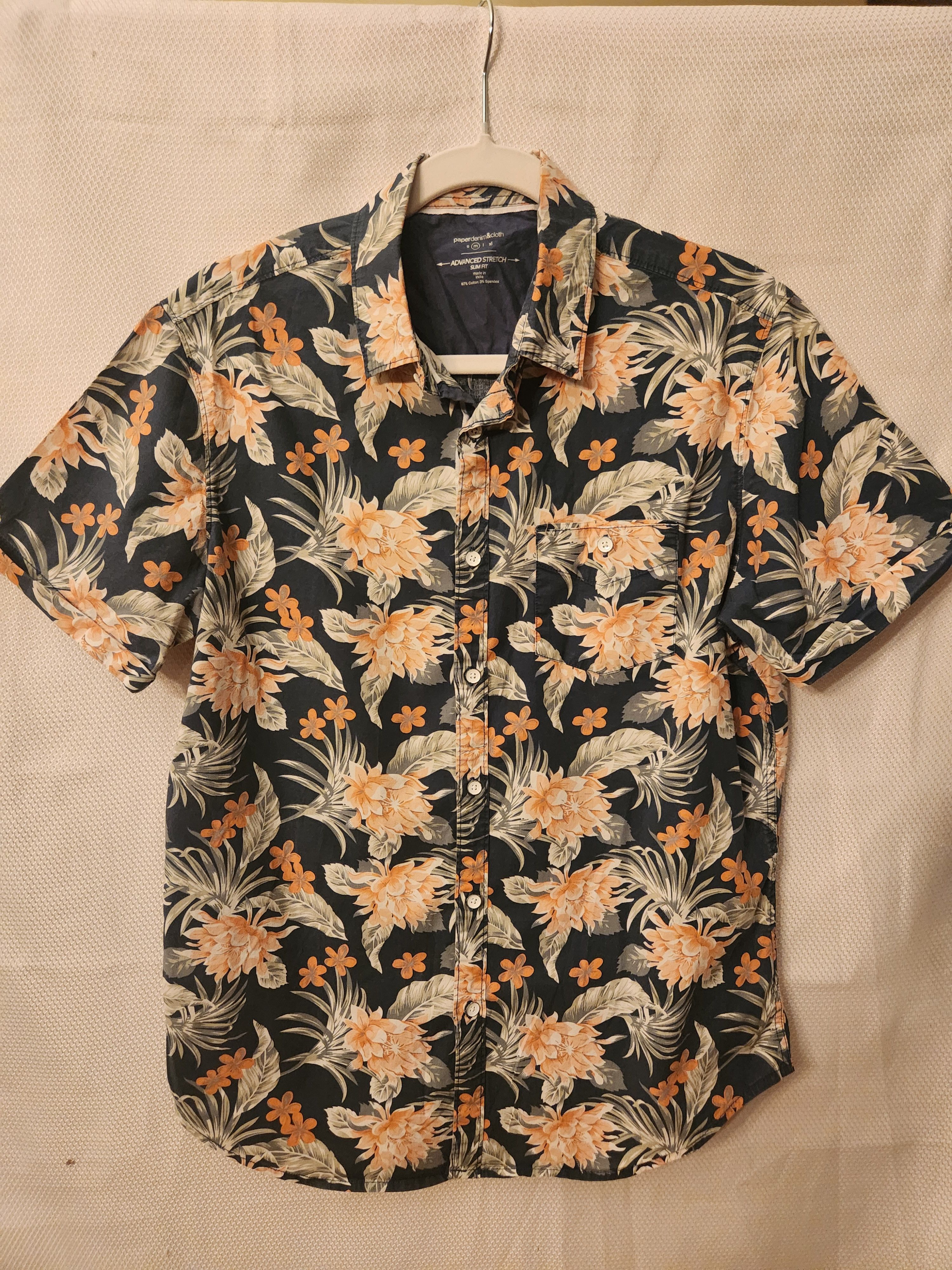 Paper Denim & Cloth Men's Button Front 100% Cotton Floral Shirt Size US M / EU 48-50 / 2 - 1 Thumbnail