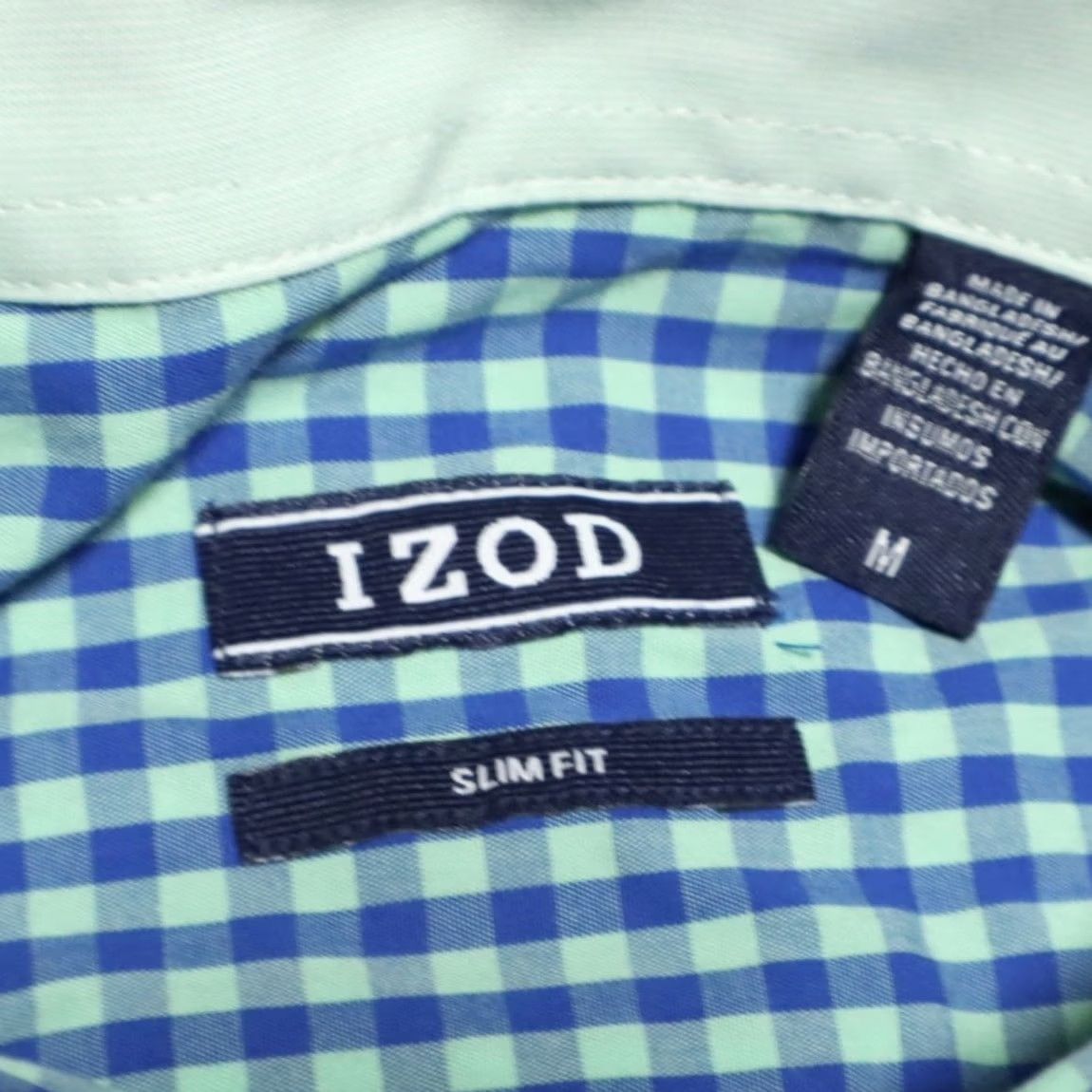 Izod Izod Slim Fit Premium Cotton Check Long Sleeve Button Down Shirt Green Ash Men's M Size US M / EU 48-50 / 2 - 5 Thumbnail