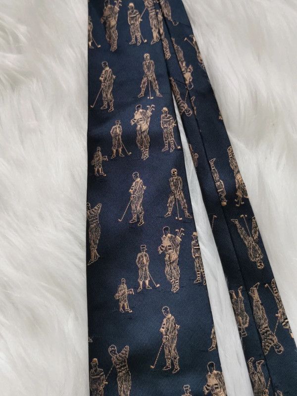 DAKS Dark blue DAKS silk tie golfers Size ONE SIZE - 6 Thumbnail