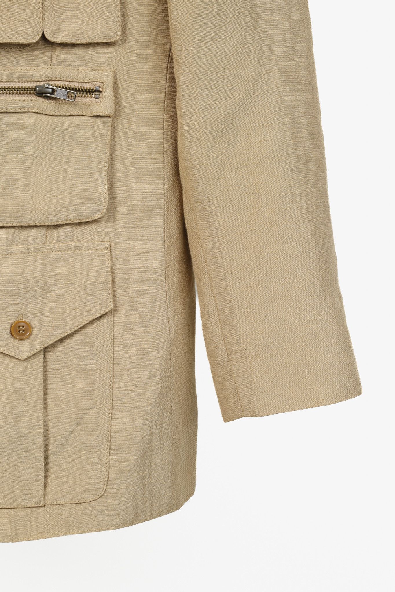 SMYTHE Smythe Surplus Khaki Linen-Blend Cargo Blazer Size XS / US 0-2 / IT 36-38 - 6 Thumbnail