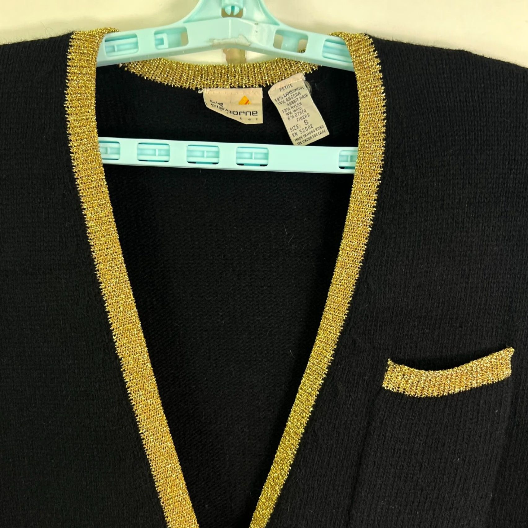 Liz Claiborne VINTAGE Liz Claiborne Cardigan Women PS Black Beaded Button-Detail 90s Glam Size S / US 4 / IT 40 - 3 Thumbnail