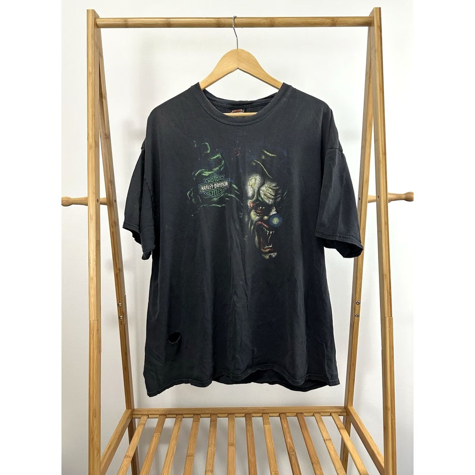Harley Davidson VINTAGE Harley-Davidson Scary Clown Biker T-Shirt 2XL Black Mens Size US XXL / EU 58 / 5 - 2 Thumbnail
