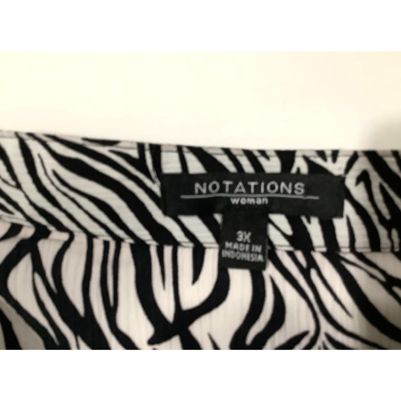 Vintage Notations Shirt Womens 3X Black White Striped Button Front 3/4 Sleeve Business Blouse Size XXL / US 16-18 / IT 52-54 - 4 Thumbnail