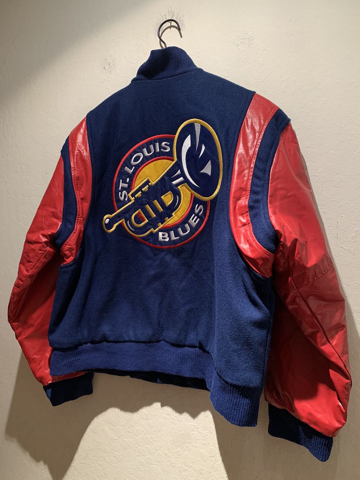 *RARE* Vintage St Louis Blues NHL Wool Leather Jacket Coat