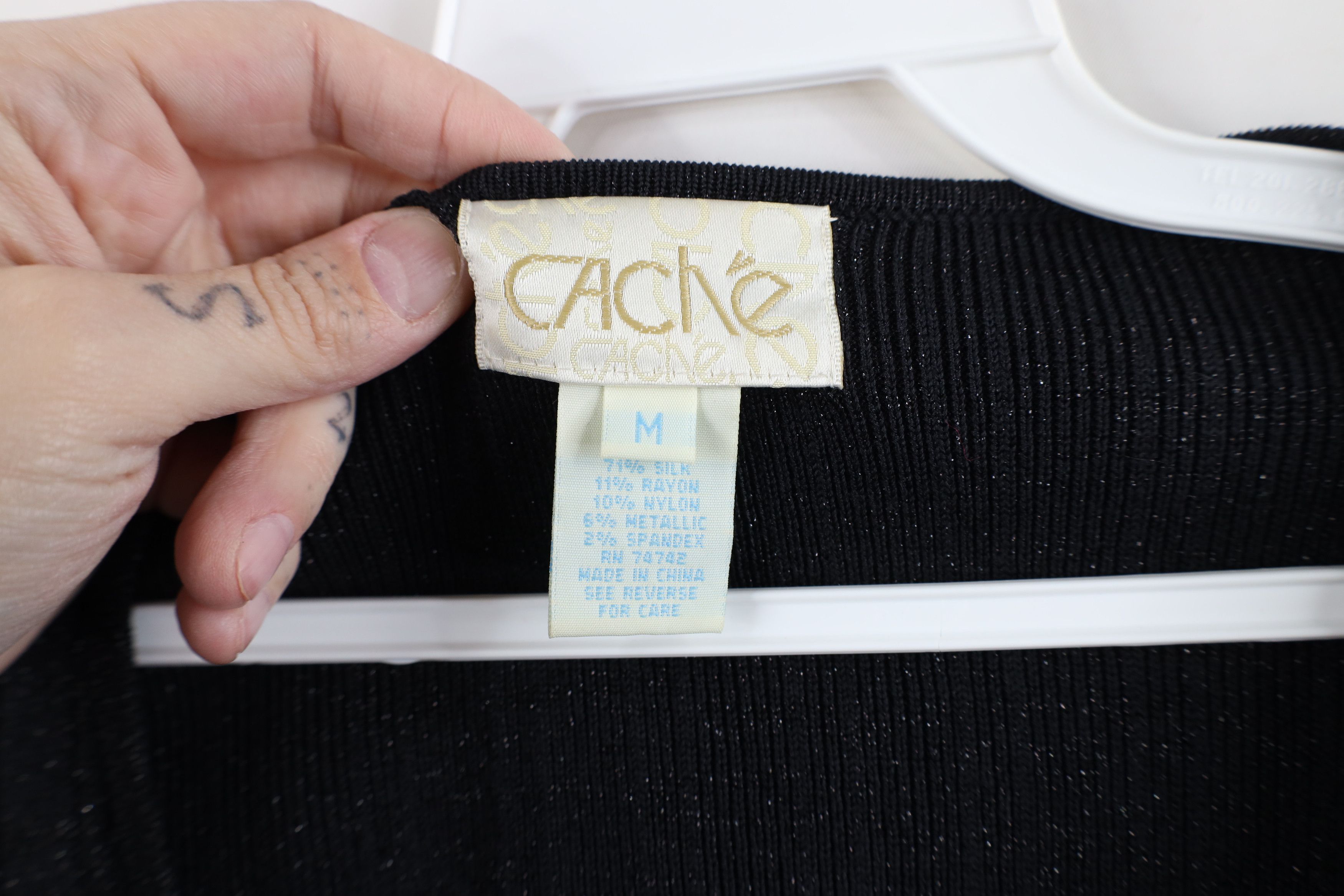 Vintage Vintage 90s Cache Flower Lace Ribbed Knit Cardigan Sweater Size M / US 6-8 / IT 42-44 - 8 Thumbnail