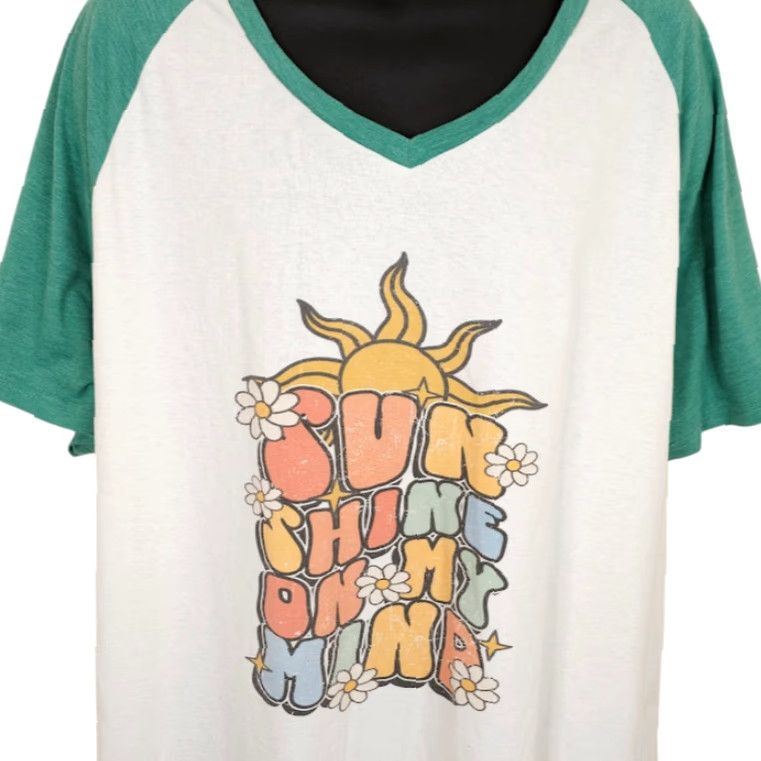 Vintage **Sunshine On My Mind Hippie Flowers Raglan Baseball T-Shirt Mens 2XL** User: Sunshine On My Mind Hippie Flowers Raglan Baseball T-Shirt Mens 2XL Size US XXL / EU 58 / 5 - 2 Thumbnail