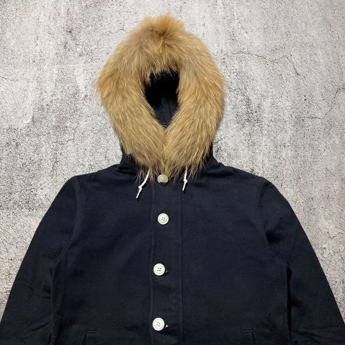 Beams Japan 2000s Beams Japan Button/Zipper Fur Hoodie Black Lgb Size US S / EU 44-46 / 1 - 2 Thumbnail