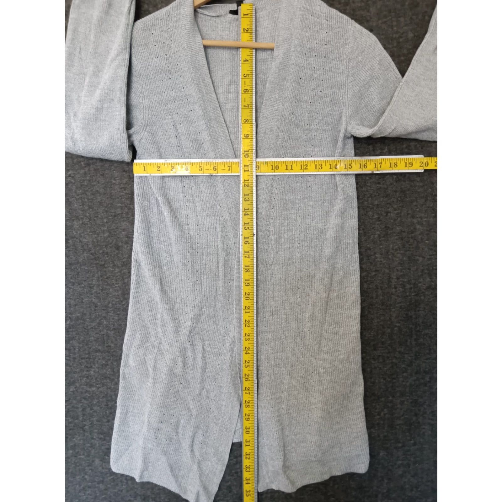 Vintage DYNAMITE Cardigan Women's M Gray Open Knit Long Sleeve V-Neck Casual Workwear Open Front Pockets Size M / US 6-8 / IT 42-44 - 4 Thumbnail