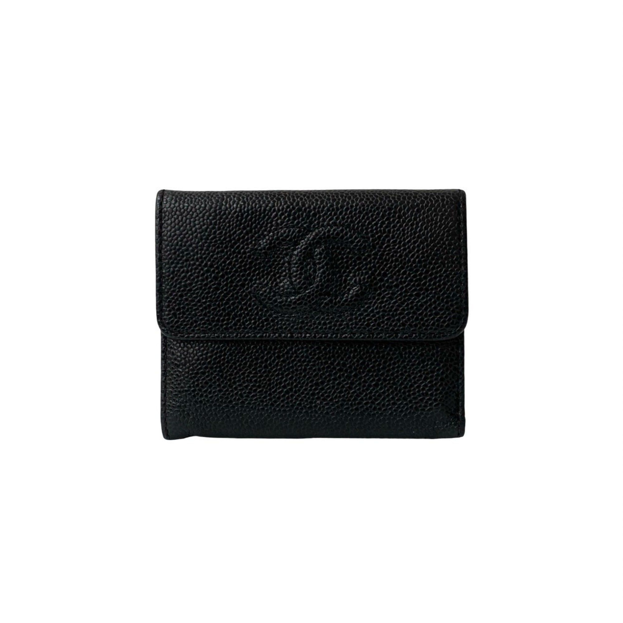 Chanel CHANEL Coco Mark Caviar Leather Tri-fold Wallet Black 32964 Size ONE SIZE - 1 Thumbnail