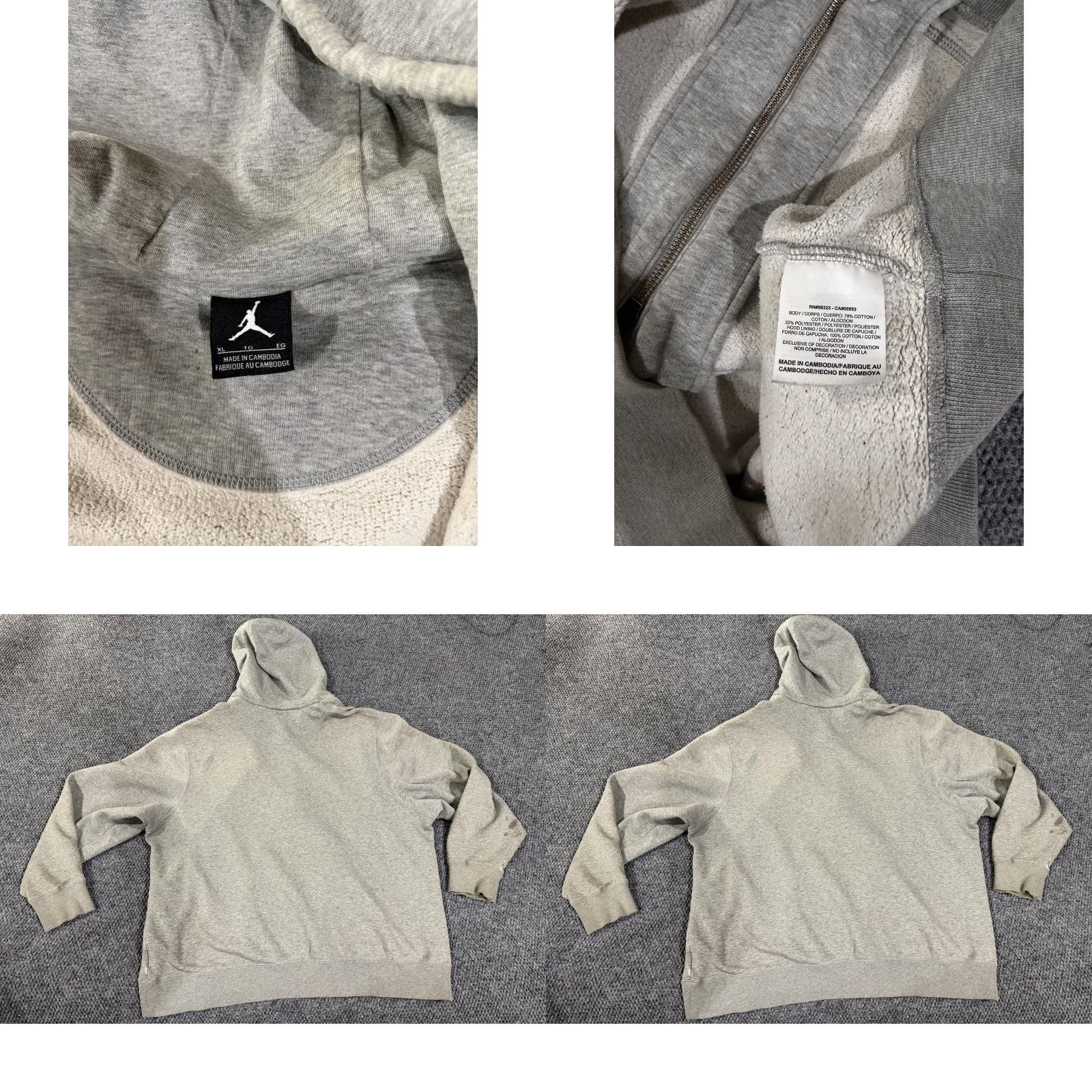 Jordan Brand Jordan Hoodie Mens XL Gray Full Zip Sweatshirt Fleece Jumpman Logo Athletic Size US XL / EU 56 / 4 - 8 Thumbnail