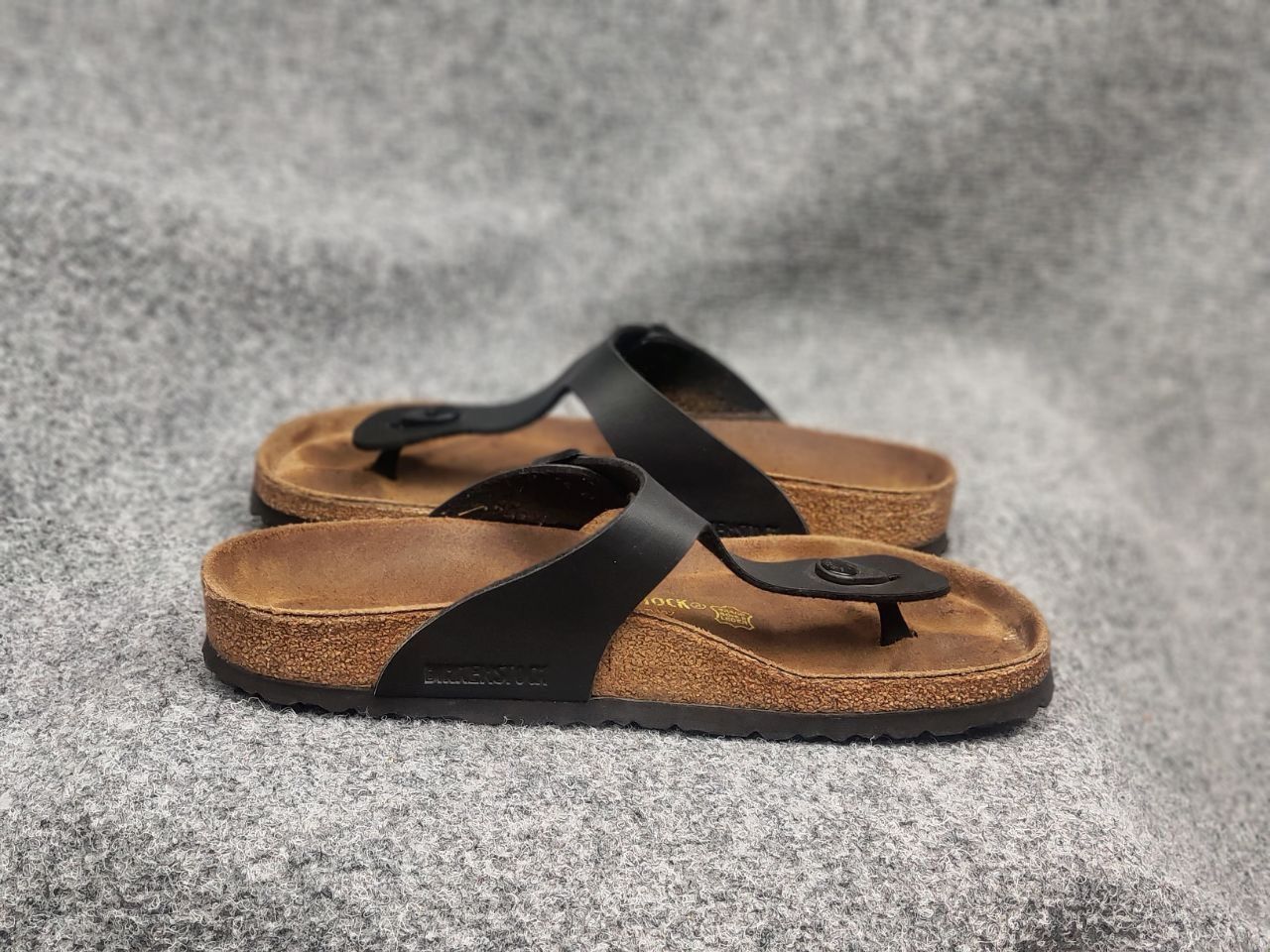 Birkenstock Birkenstock Gizeh Birko-Flor Sandal Leather Black Shoes Size US 9 / EU 42 - 11 Thumbnail