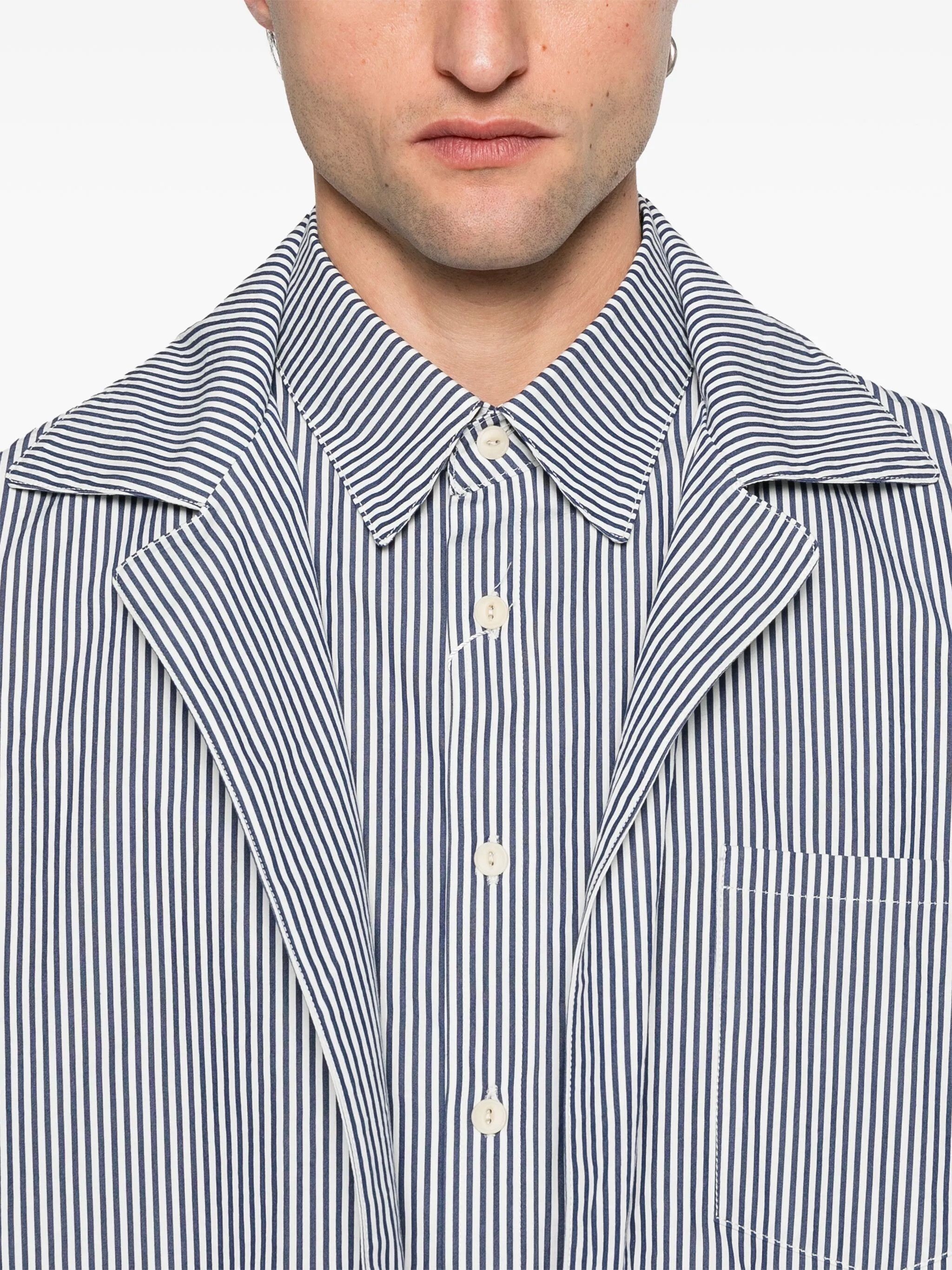Maison Margiela o1w1db10126 Striped Jacket in White/Blue Size US L / EU 52-54 / 3 - 5 Thumbnail