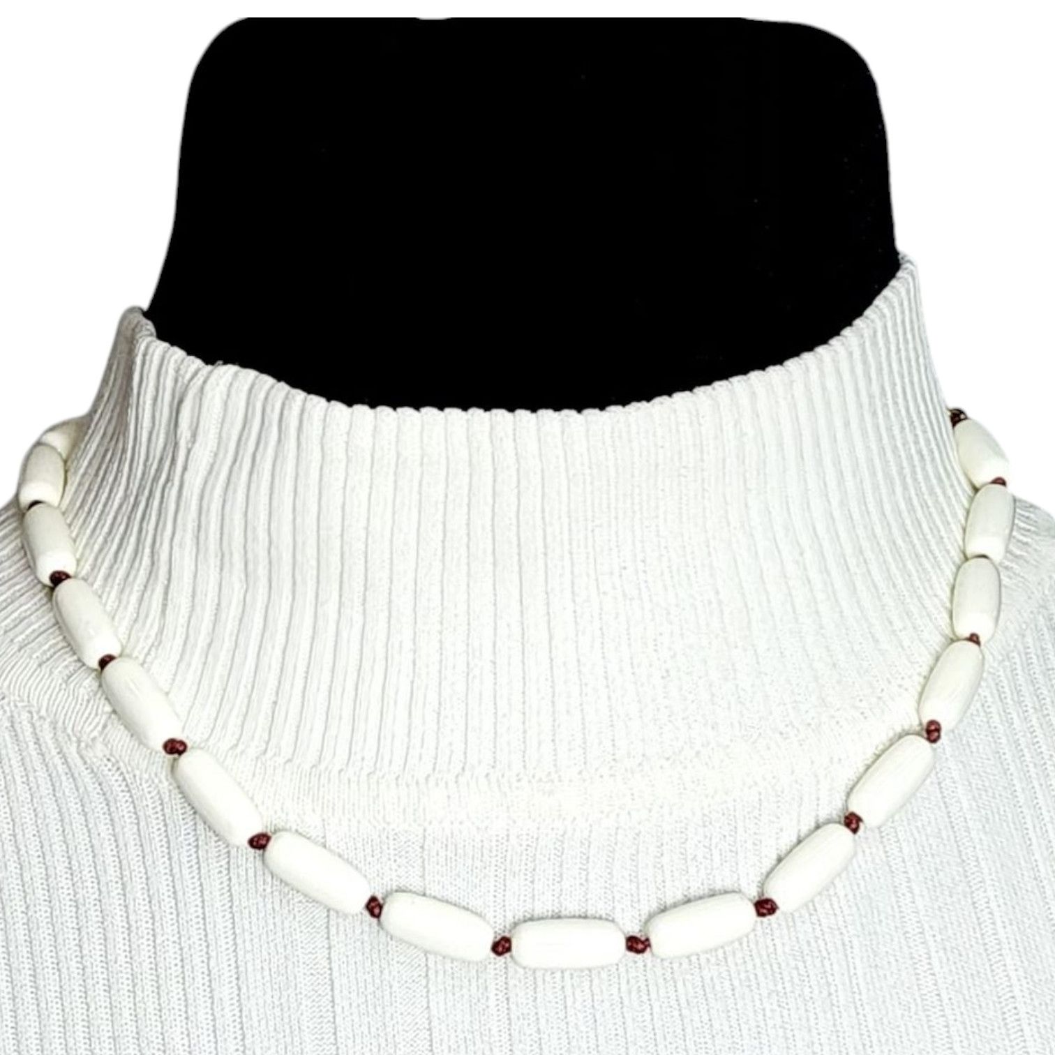 Madewell Madewell Enamel Beaded Necklace Cream White Maroon J.Crew Size ONE SIZE - 4 Thumbnail