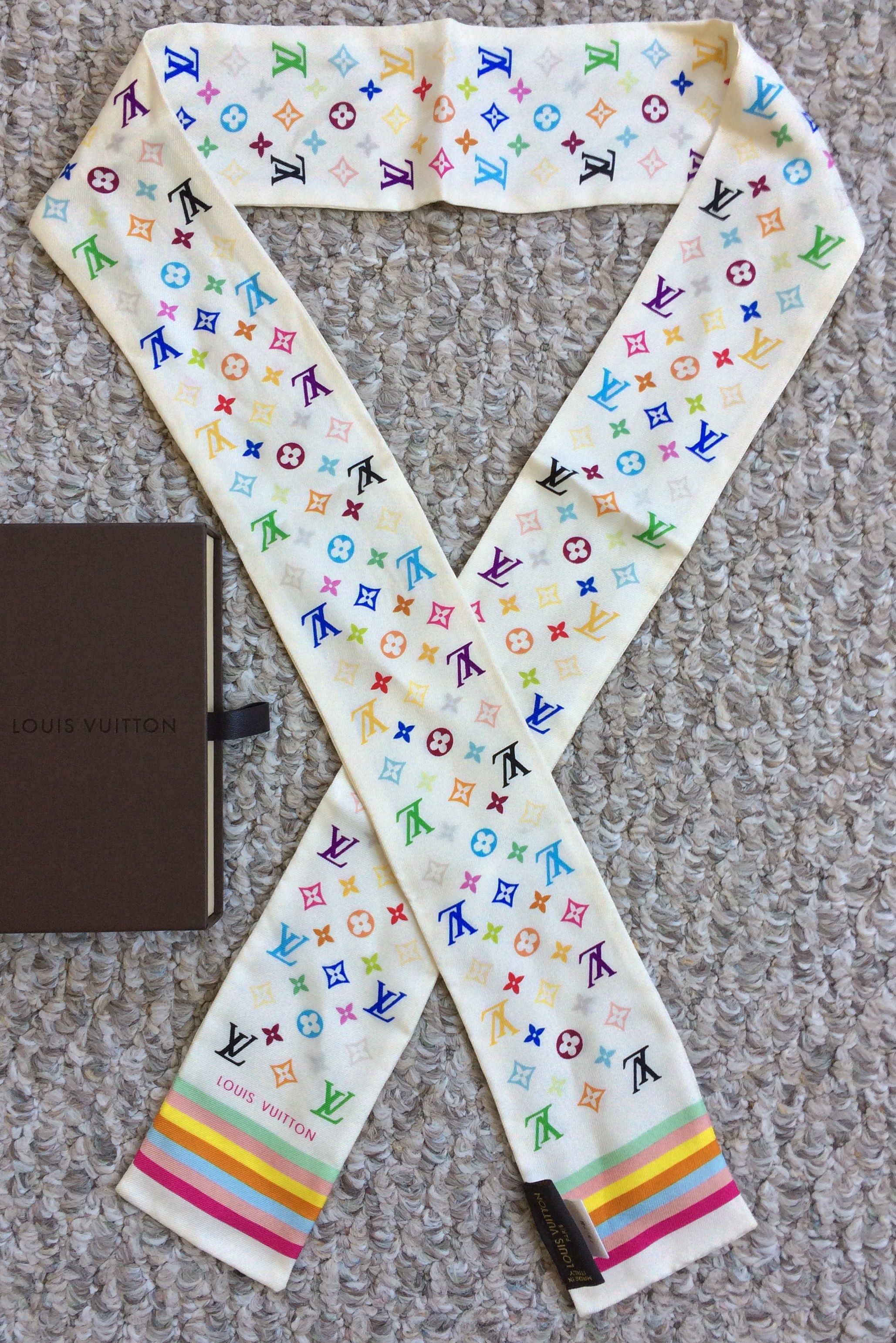 Louis Vuitton × Takashi Murakami S/S 2003 Louis Vuitton Murakami Multicolor Monogram Scarf Size ONE SIZE - 4 Thumbnail