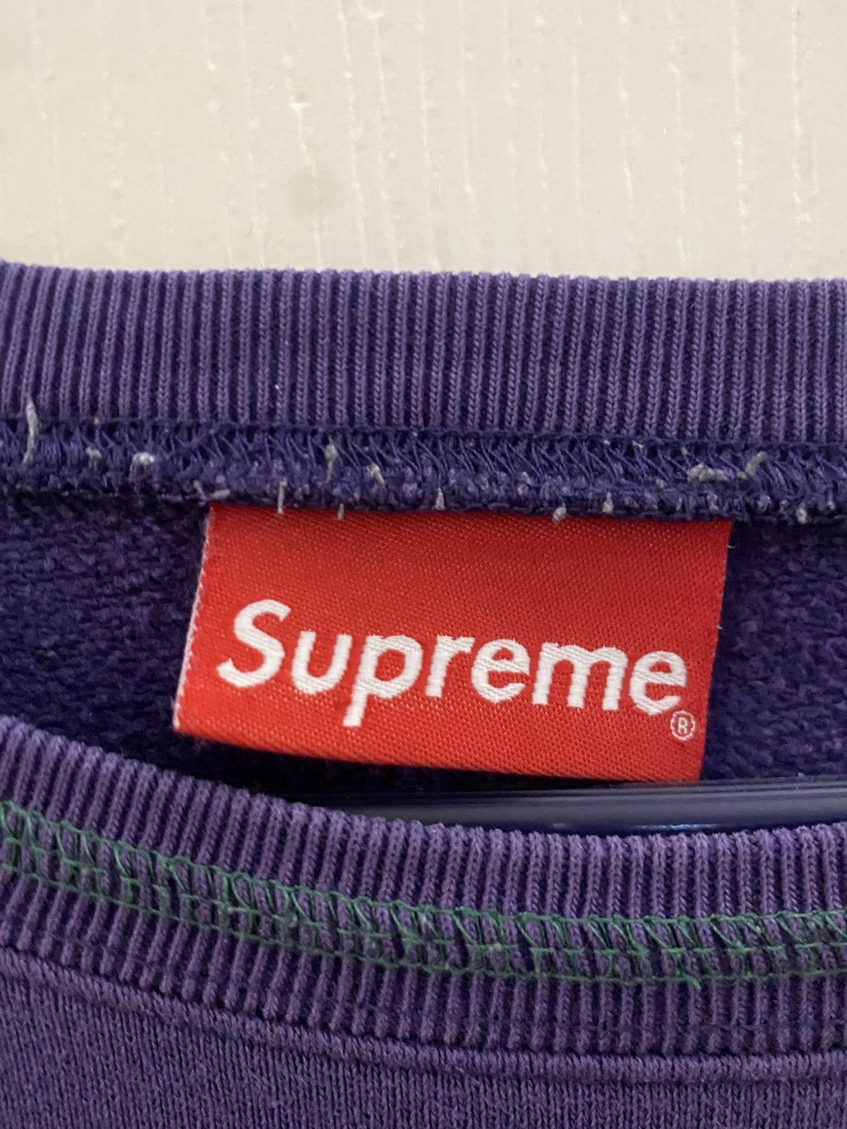 Supreme Purple Center Stripe Crewneck Size US XL / EU 56 / 4 - 4 Thumbnail