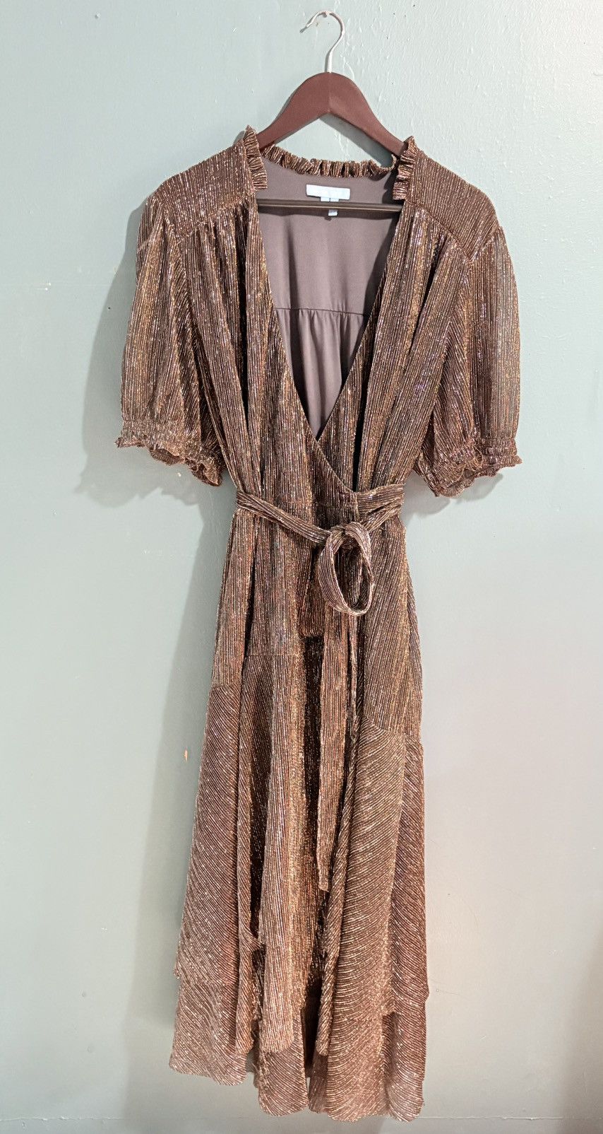 Vintage Wrap Dress Ruffled Tiered Long Evening Formal Dress Size XXL / US 16-18 / IT 52-54 - 2 Thumbnail