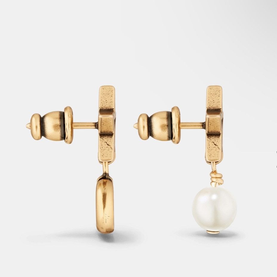 Dior DIOR LUCKY CHARMS STUD EARRINGS Antique Gold-Finish Metal Size ONE SIZE - 2 Thumbnail
