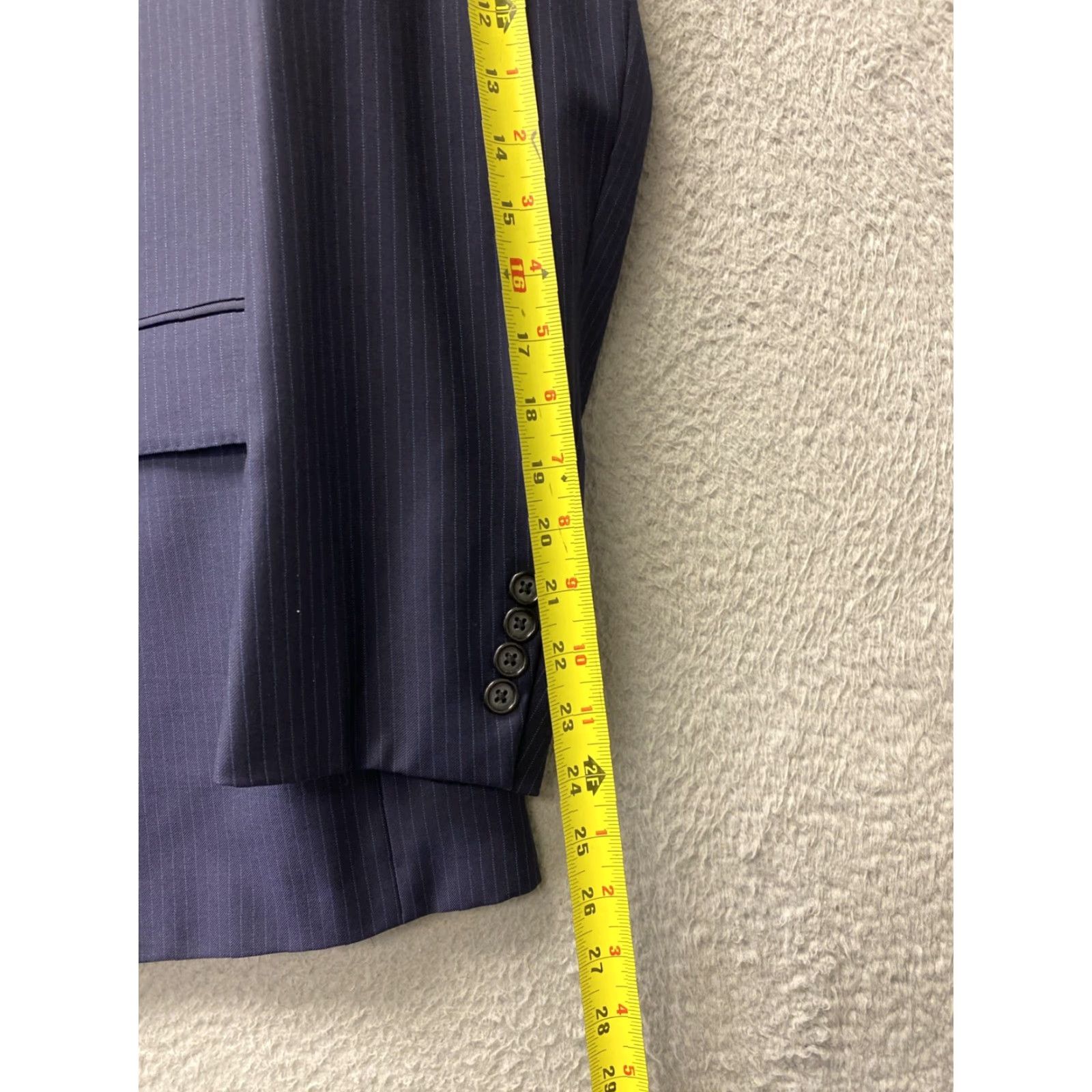 Vintage HICKEY FREEMAN Blazer Suit Jacket Size 44 R Blue Striped Wool Two Button Mens Size 44R - 7 Thumbnail